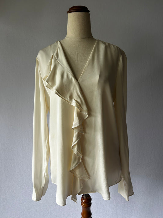 Theory Silk Cascading Ruffle Blouse – Size S