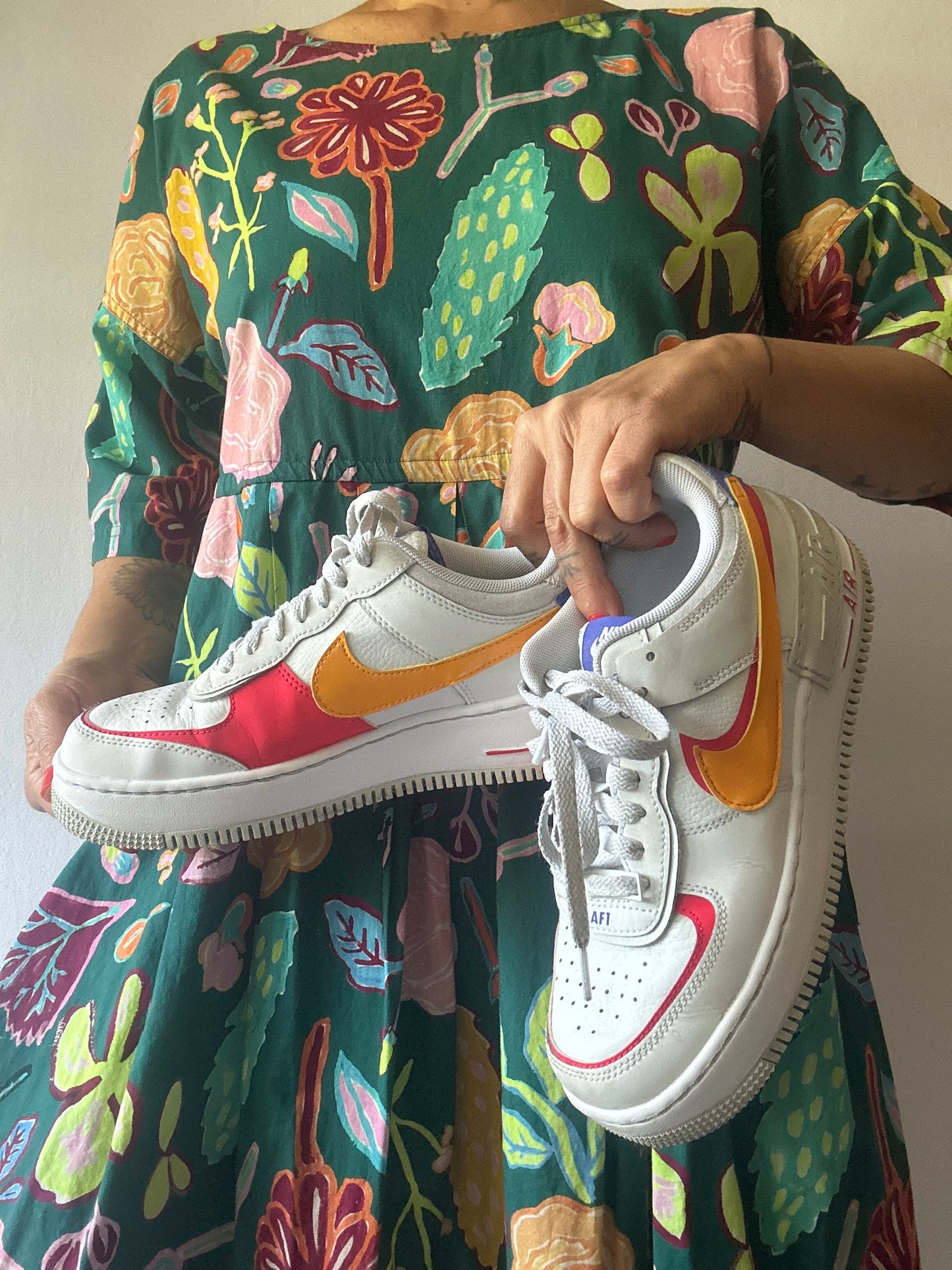Nike Air Force 1 White with Orange, Pink & Purple Details – US 8 / UK 5.5 / EUR 39