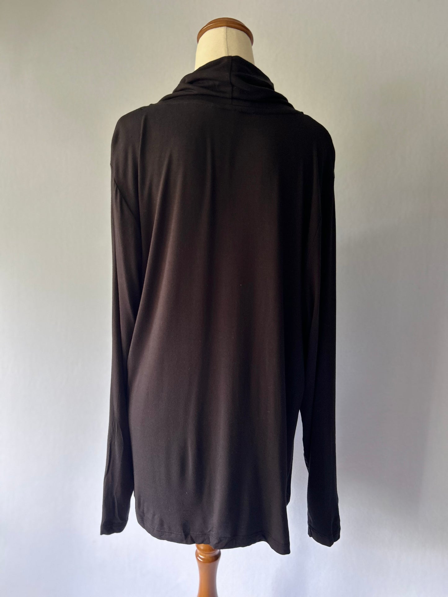 Classic Black Drape Turtleneck – Size 2XL