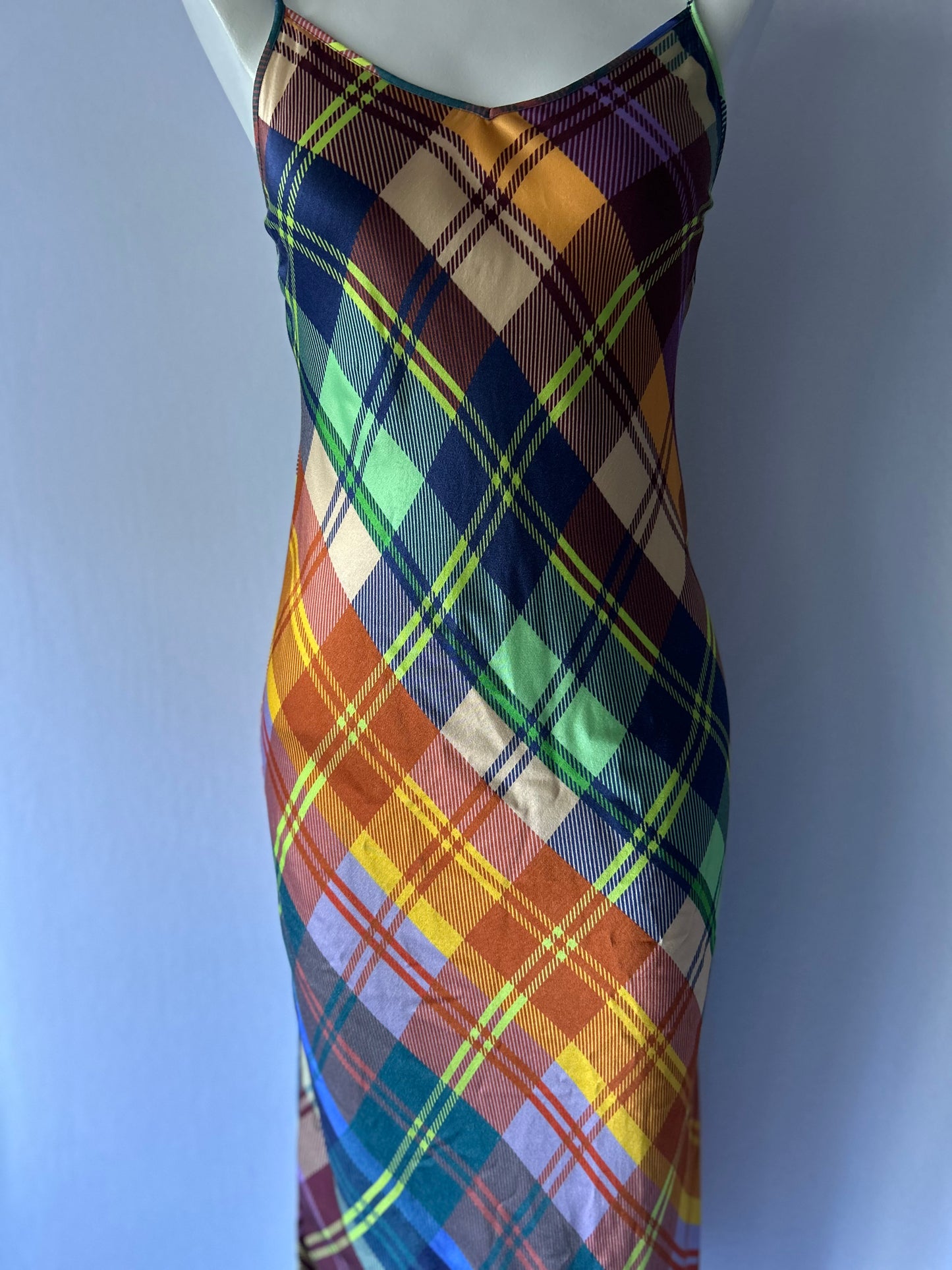 Gorman Multi-Color Plaid Viscose Slip Dress - Size