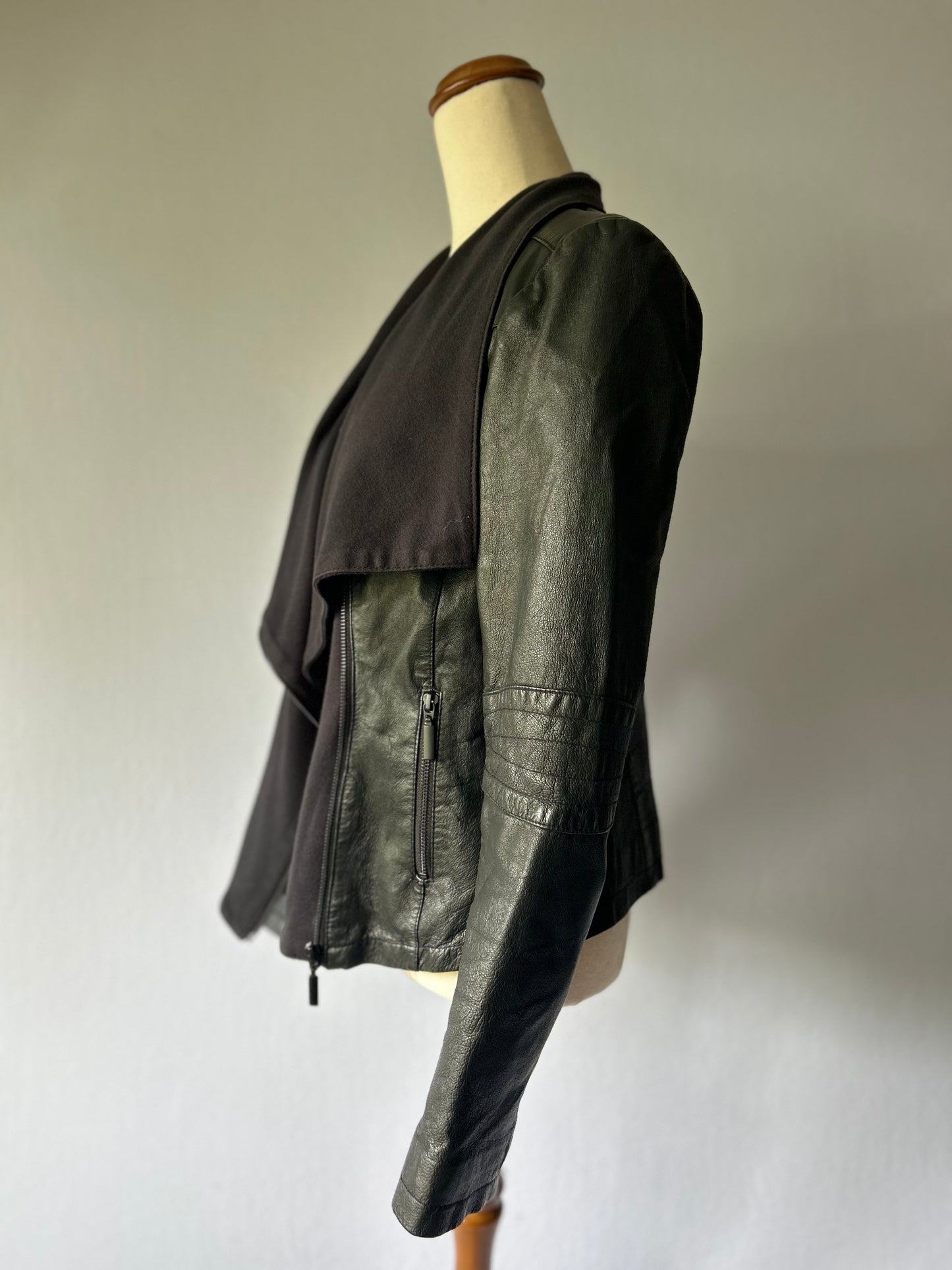 Just Jeans Mixed-Media Leather Waterfall Jacket – Size 12