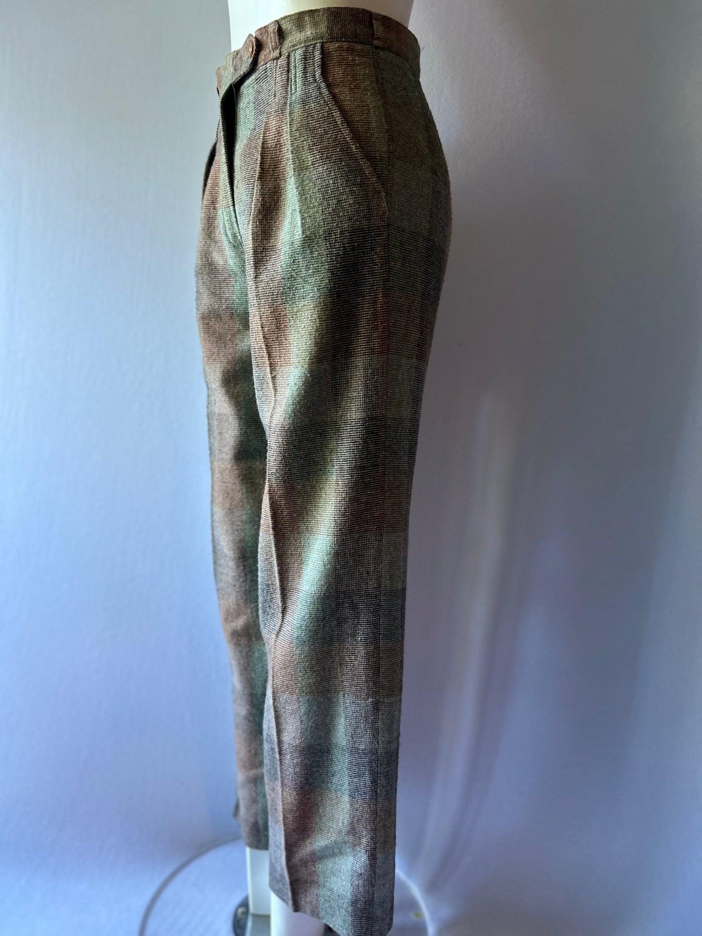 Katies Vintage High-Waisted Pleated Plaid Trousers - Size 8