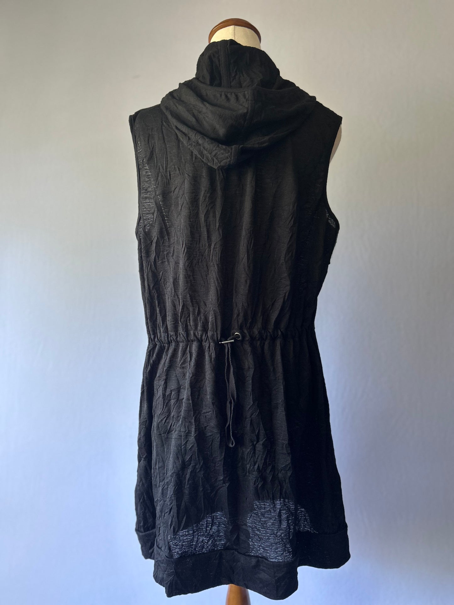 Black Long Vest with Hood – Size Small