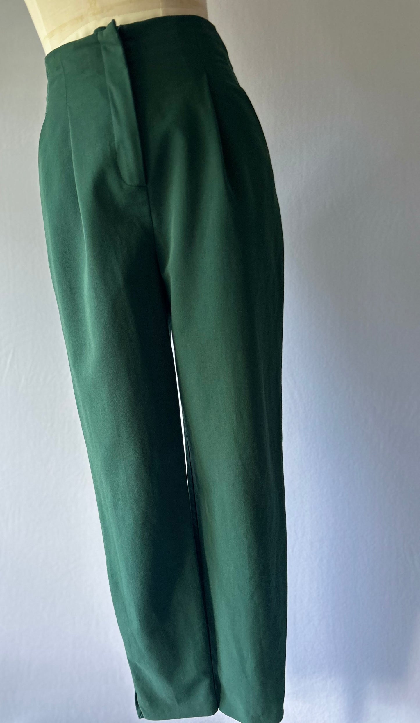 High-Waisted Green Trousers – Size UK 8 / EU 36 / US 4