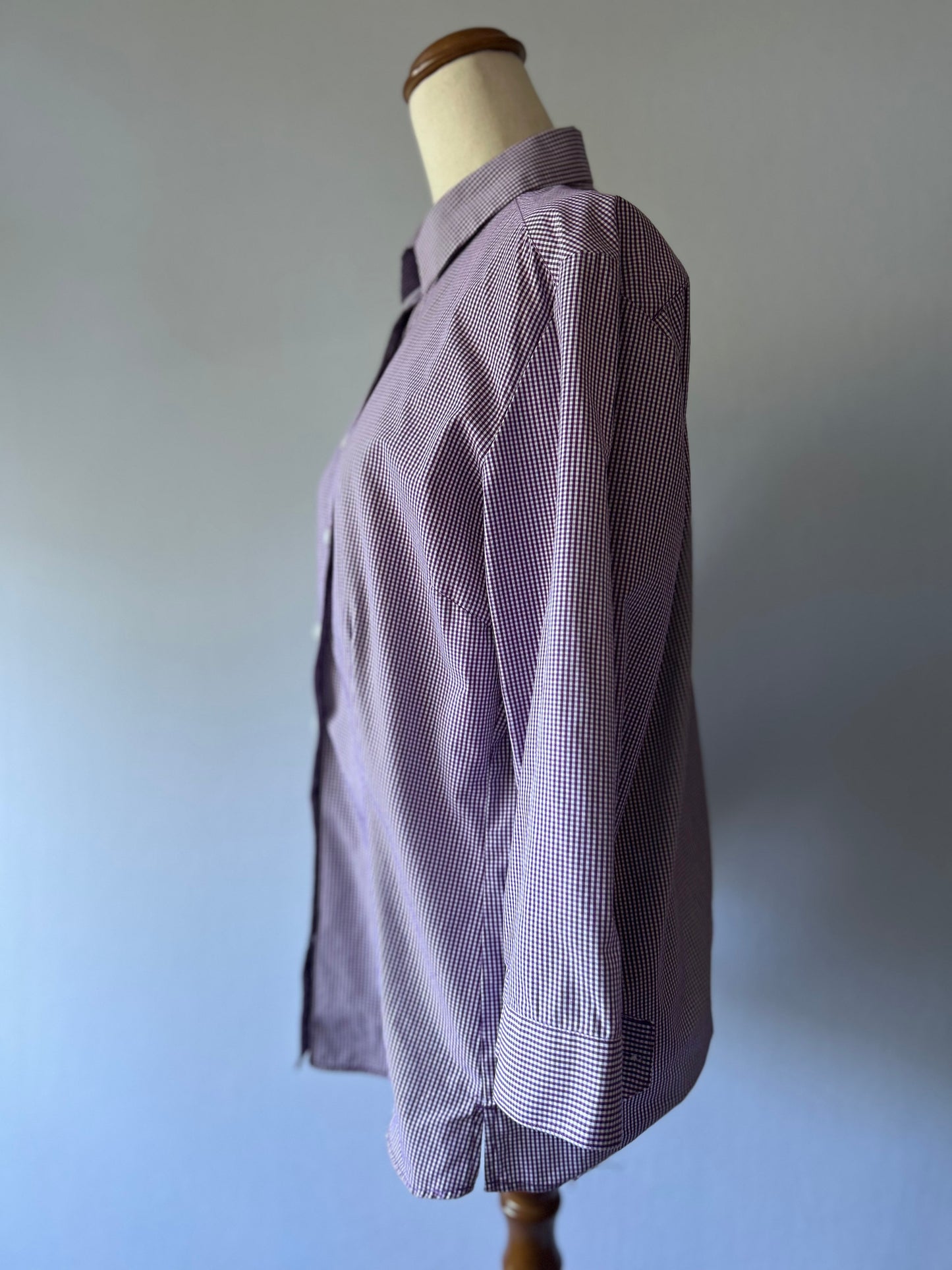 Purple Micro-Check Button-Down Shirt - Size 14