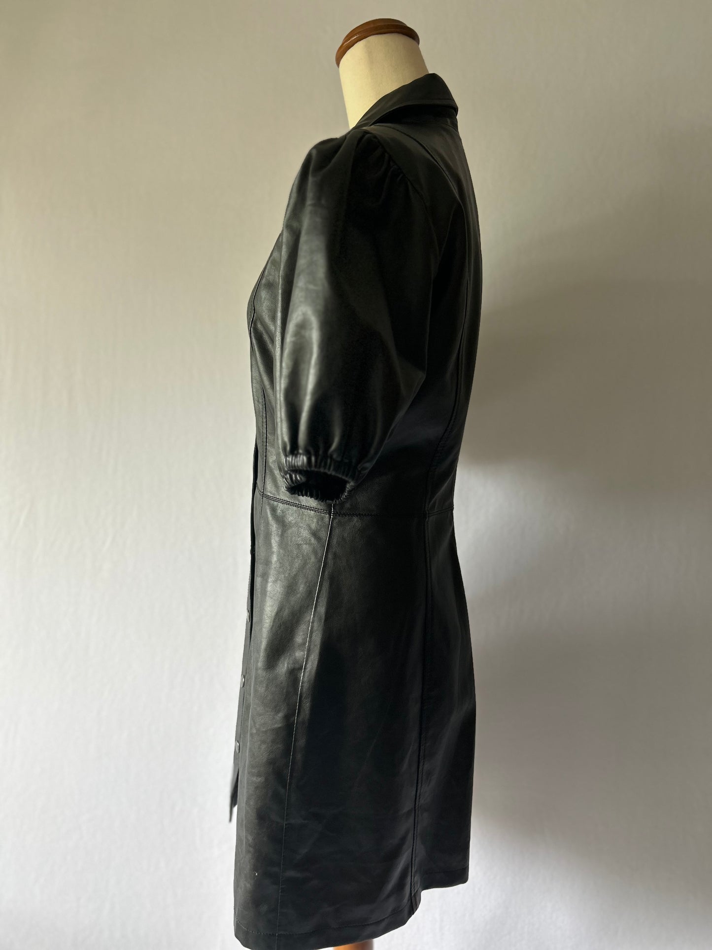 80s Style Black Faux Leather Dress – Size 10