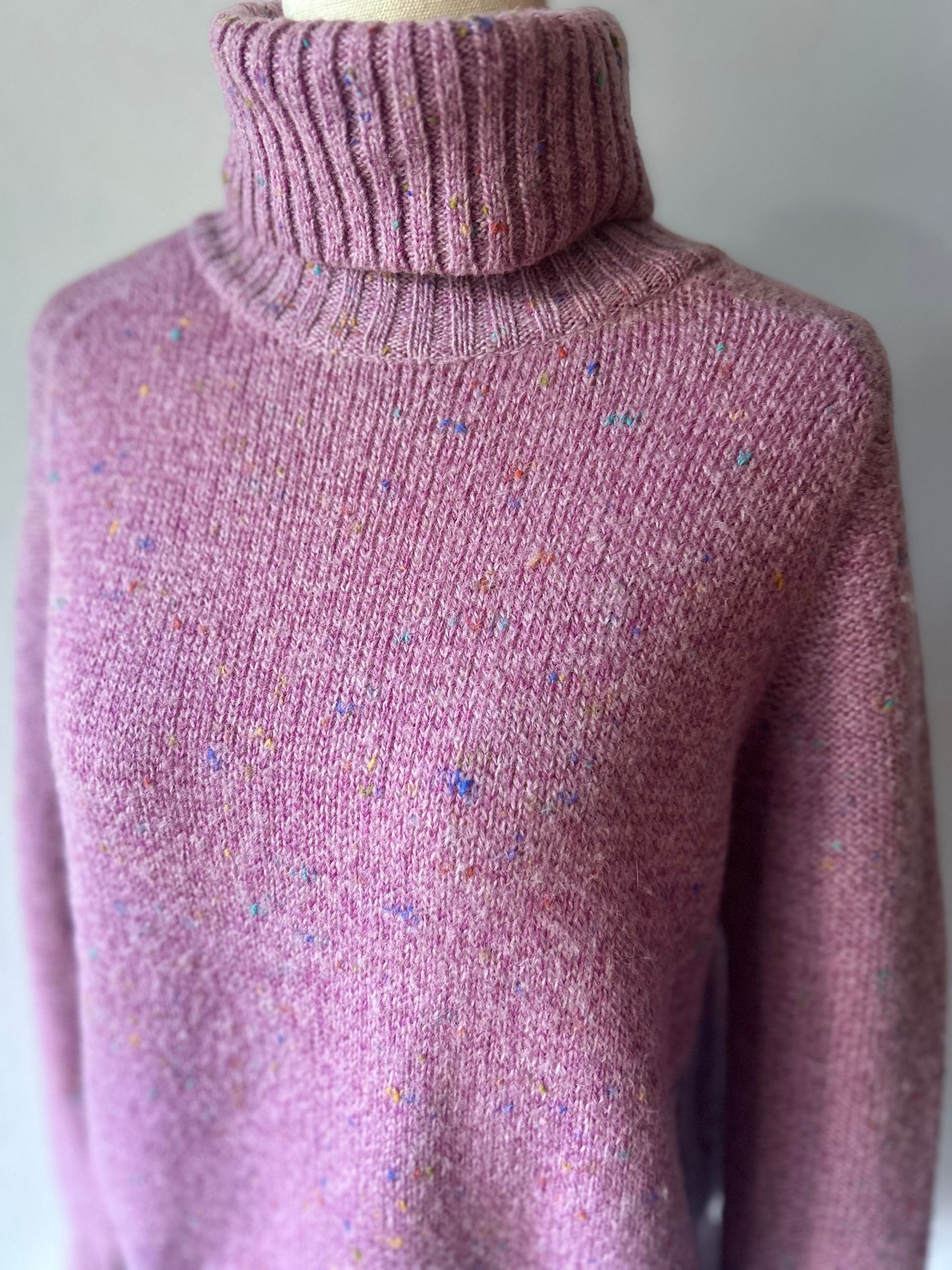 Esprit Donegal Speckled Wool & Mohair Blend Roll-Neck Jumper - Lavender Lilac - Size Small