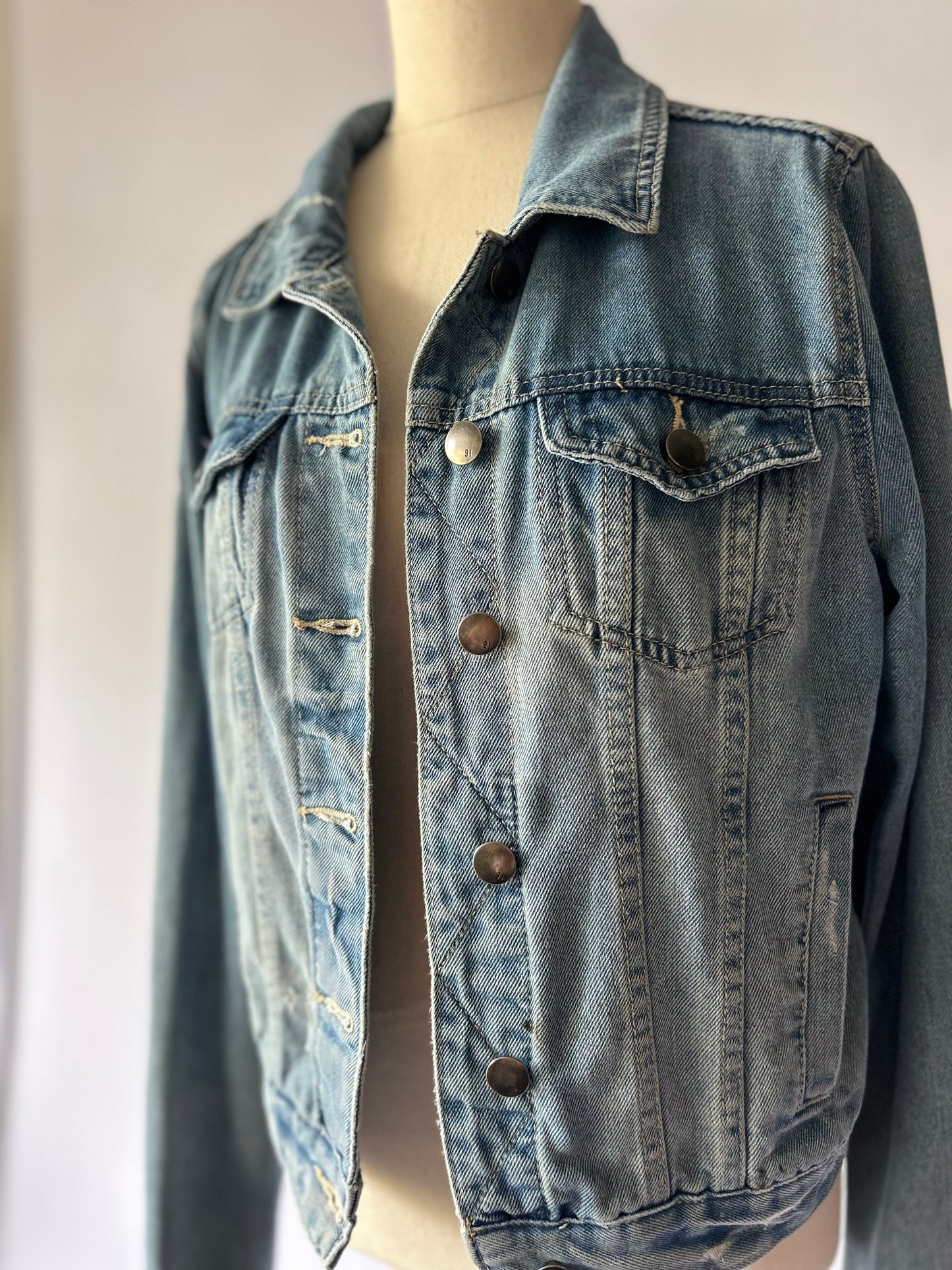 Classic Mid-Wash Soft Denim Jacket - Size 12