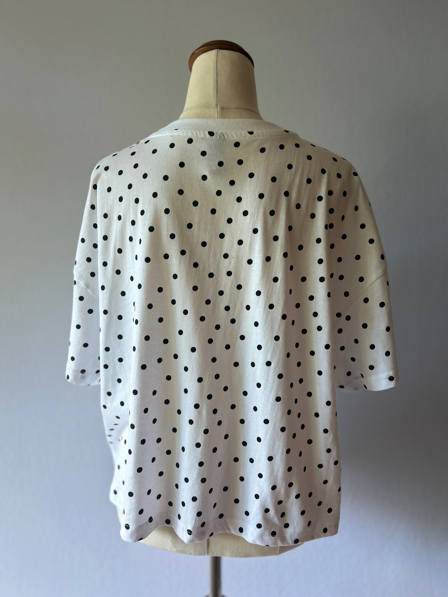 Classic Polka Dot Cotton Boxy Tee - Size XL