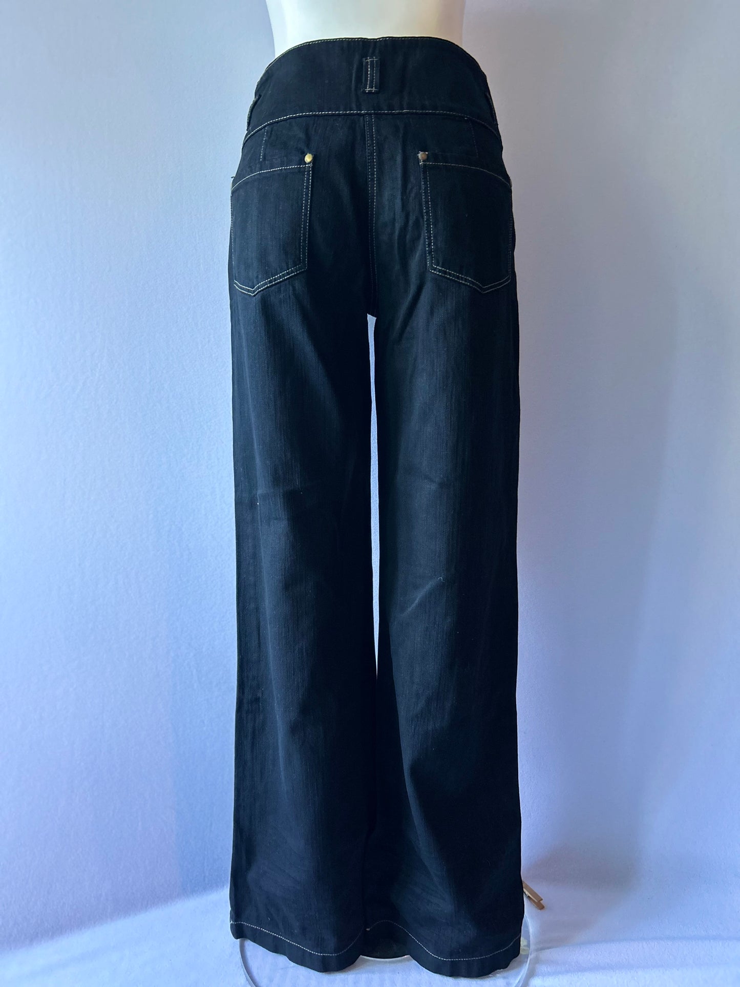 Petrena  High-Waisted Wide-Leg Denim Trousers (Made in NZ) - Size 10
