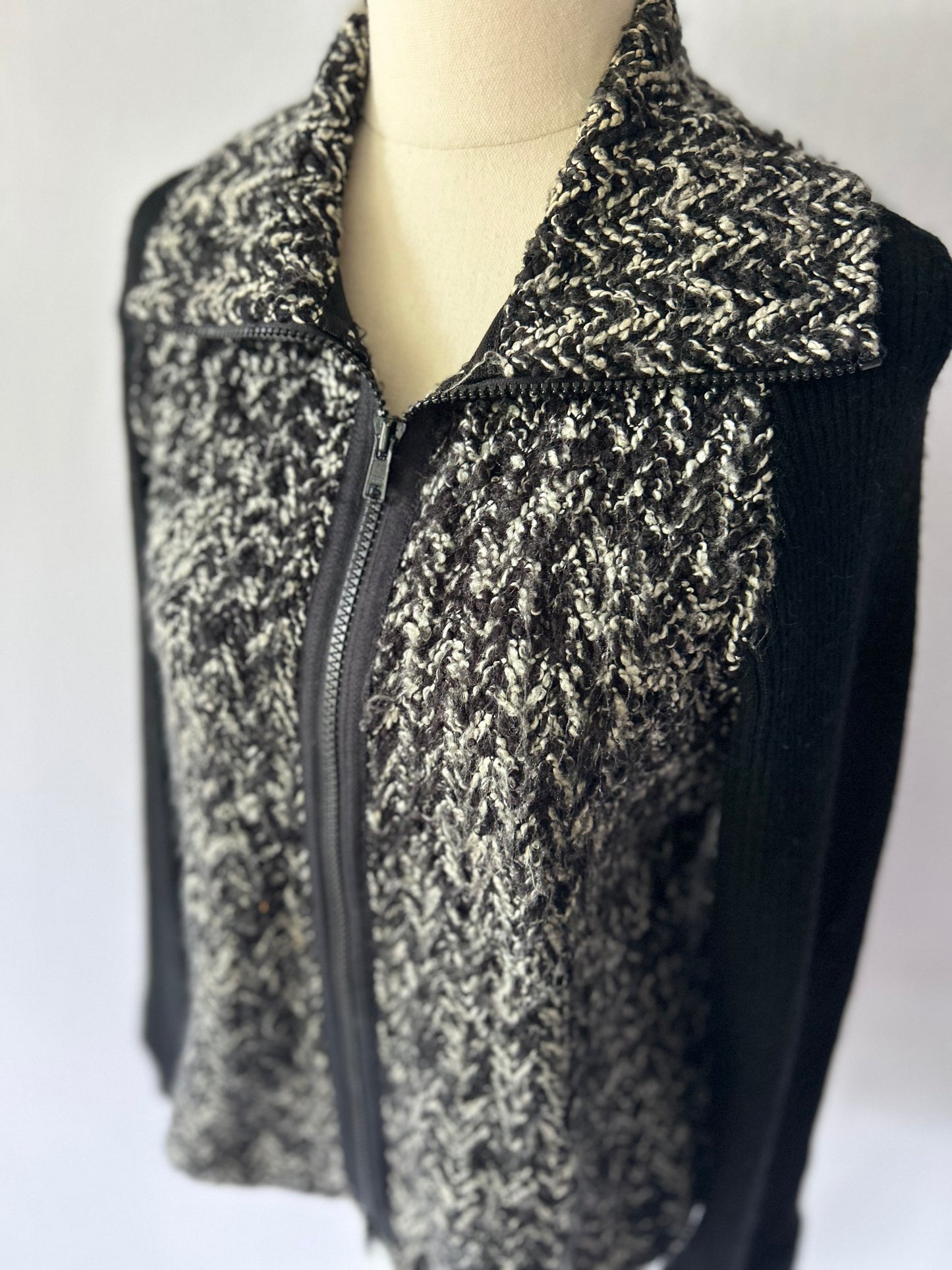 Chevron Knit Zip-Up Cardigan - Size 12