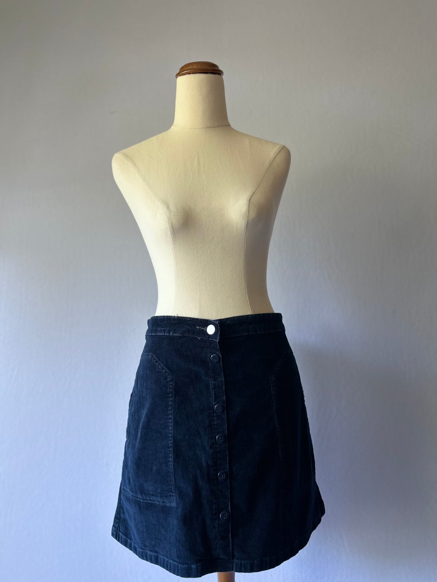 Navy Cord Mini Skirt – Size 34