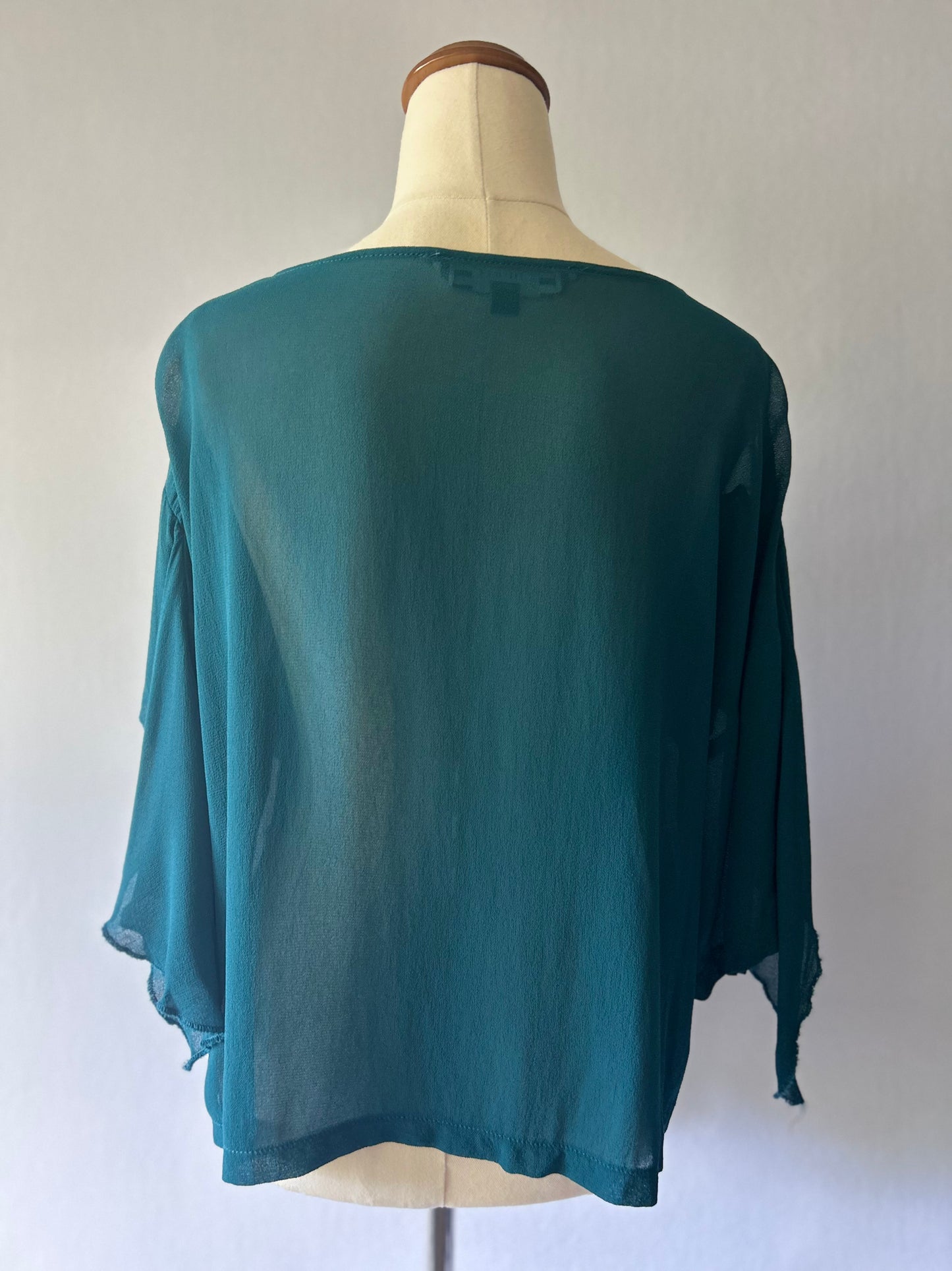 Trelise Cooper "Emerald Flutter" Chiffon Blouse – Size Small