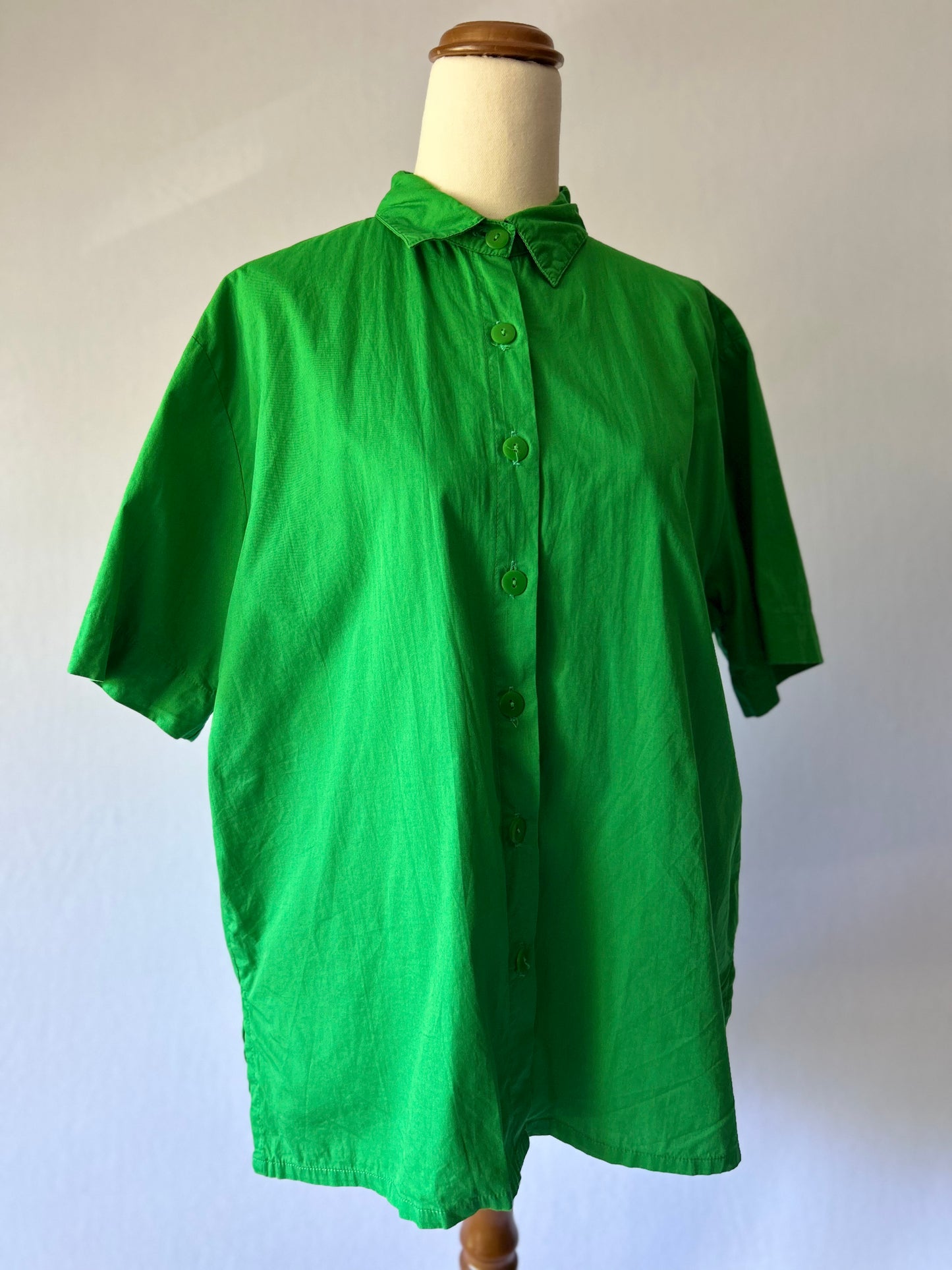 Bamboo Blonde Emerald Green Cotton Shirt (Size S/M)