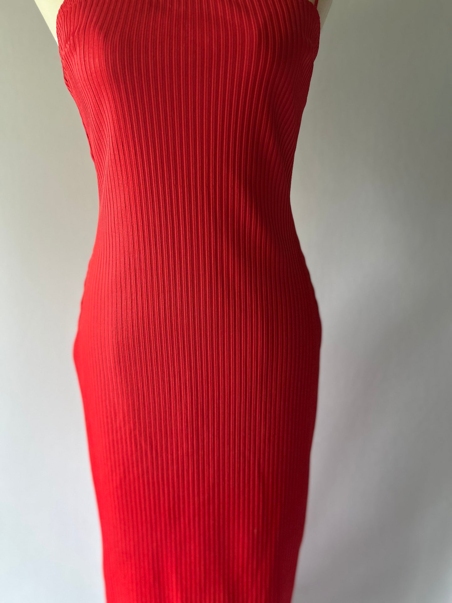 KOOKAÏ Ribbed Midi Slip Dress - Fire Red