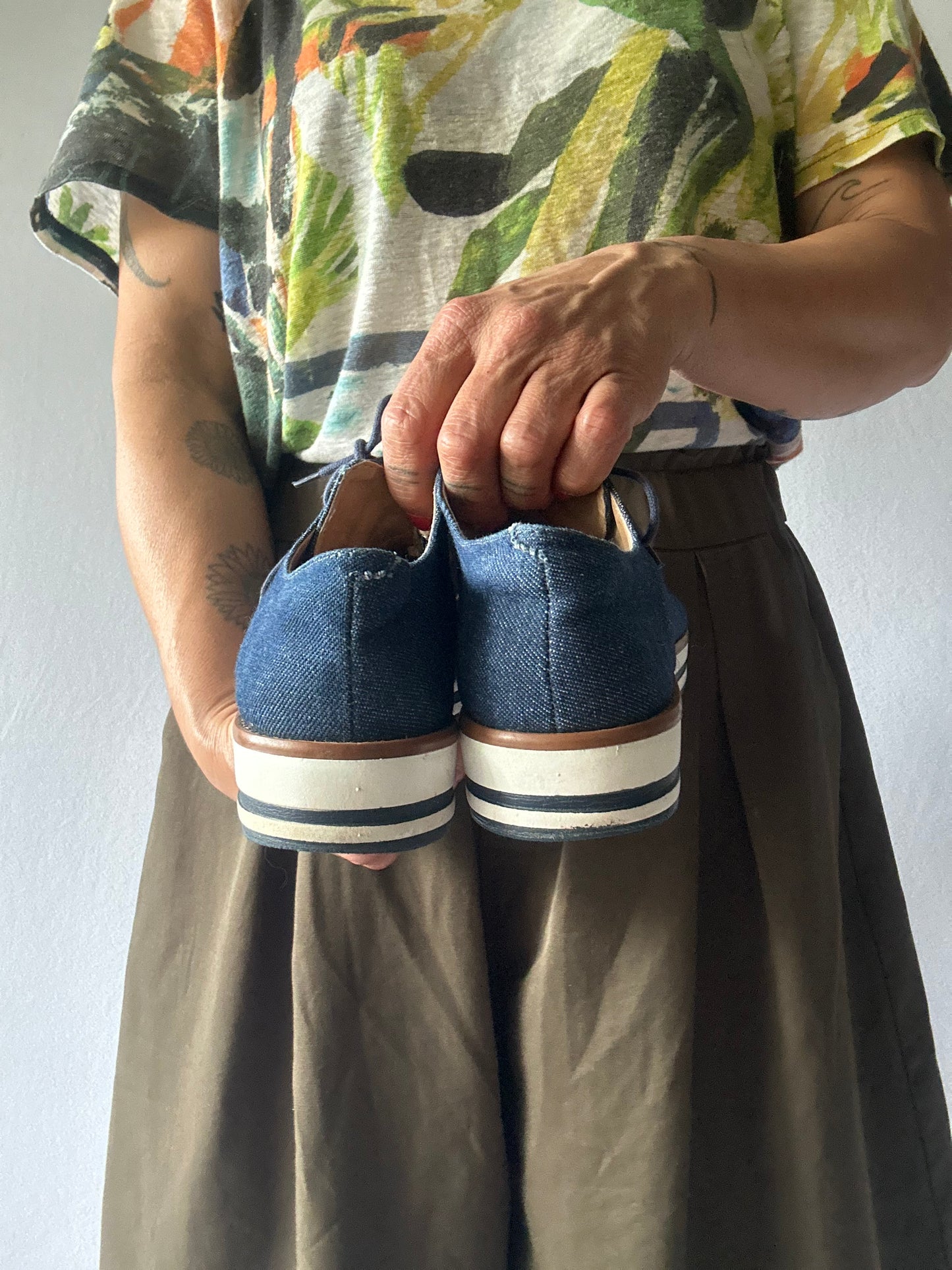 Navy Blue Platform Oxford Shoes – Size EUR 38 / BR 36 – Made in Brazil