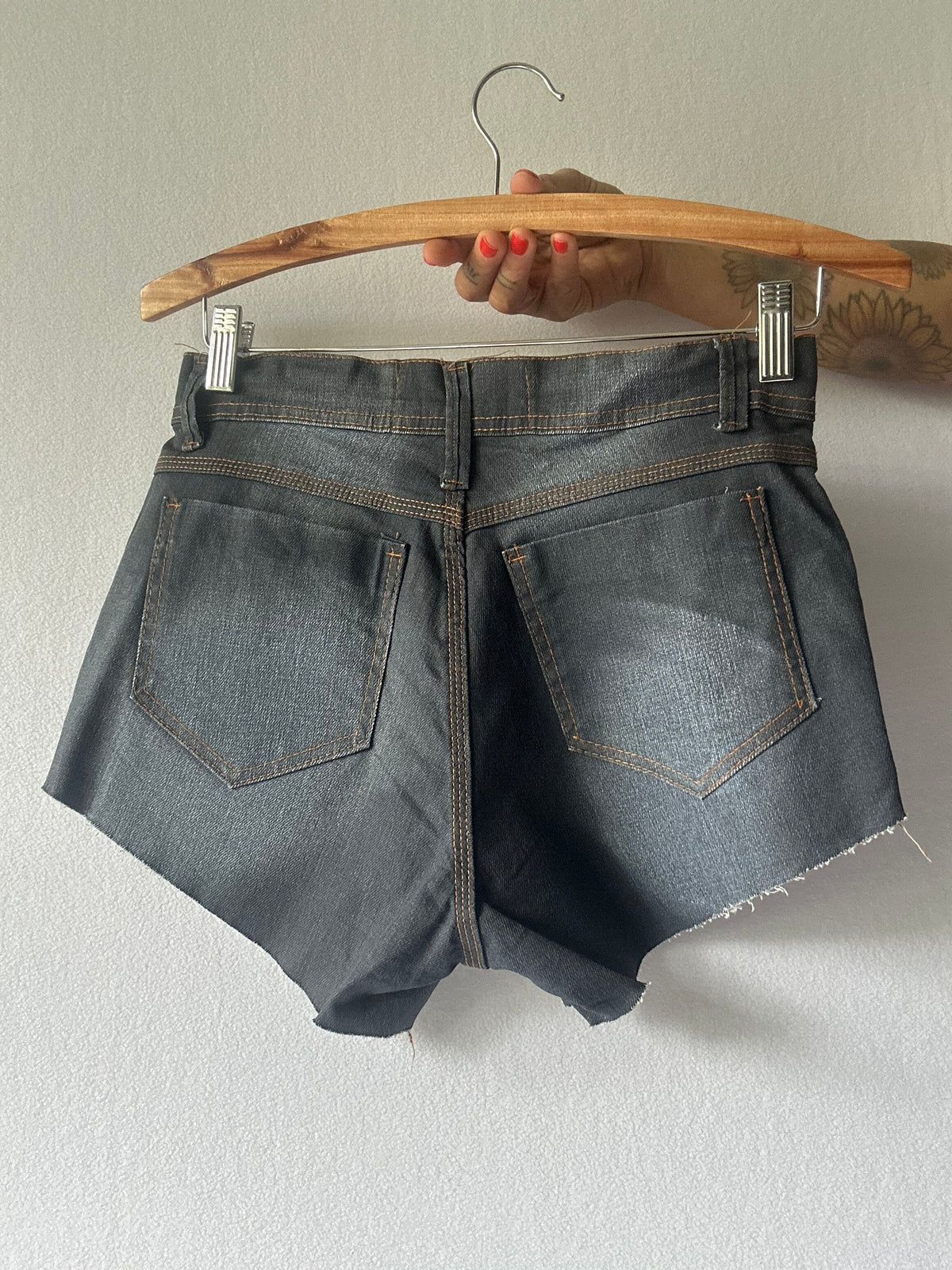 Dark Wash Distressed Denim Shorts – Size 40 /  8