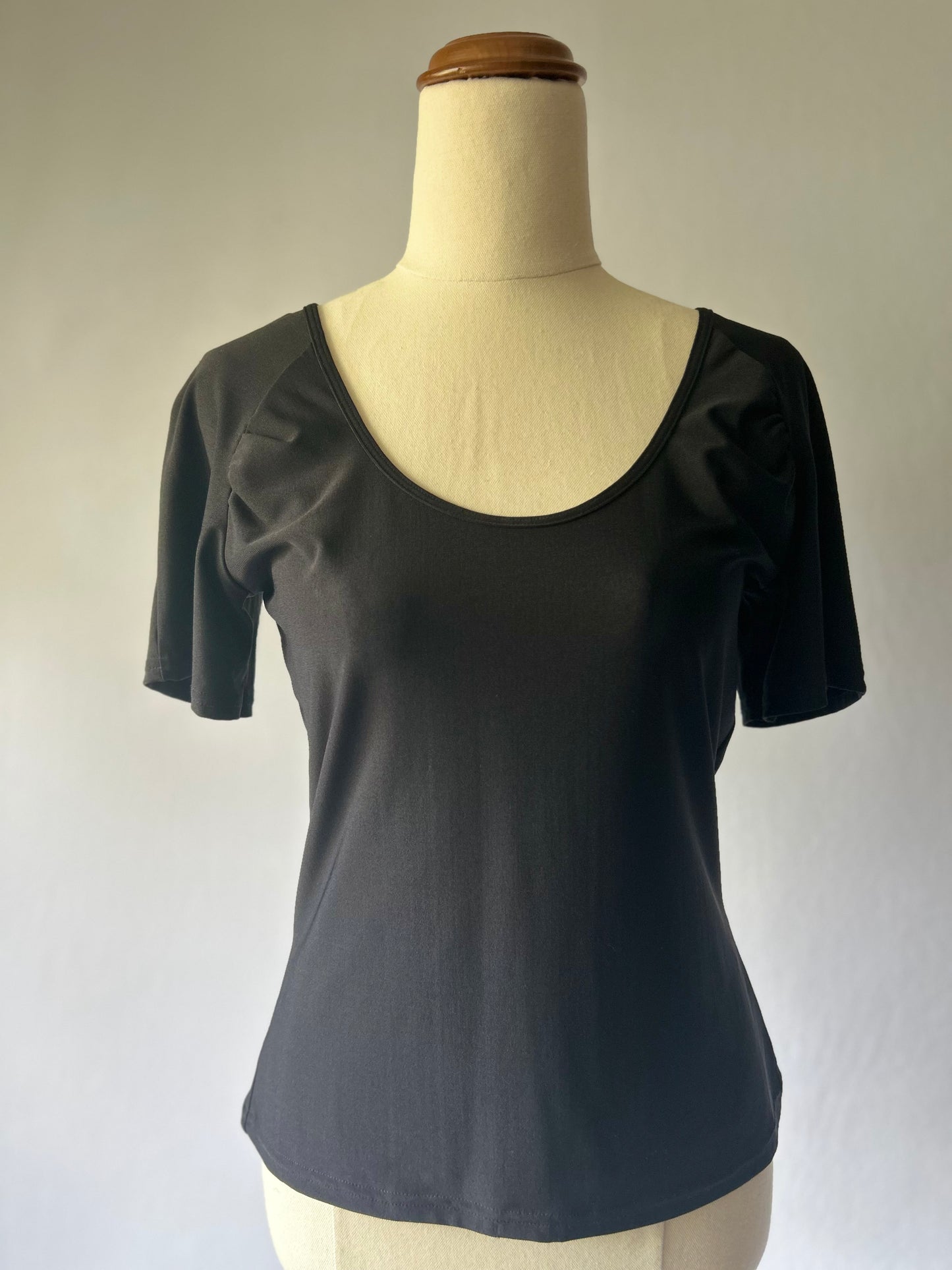 Judith Malcolm Black Basic Top – Size 10, Made in New Zealand