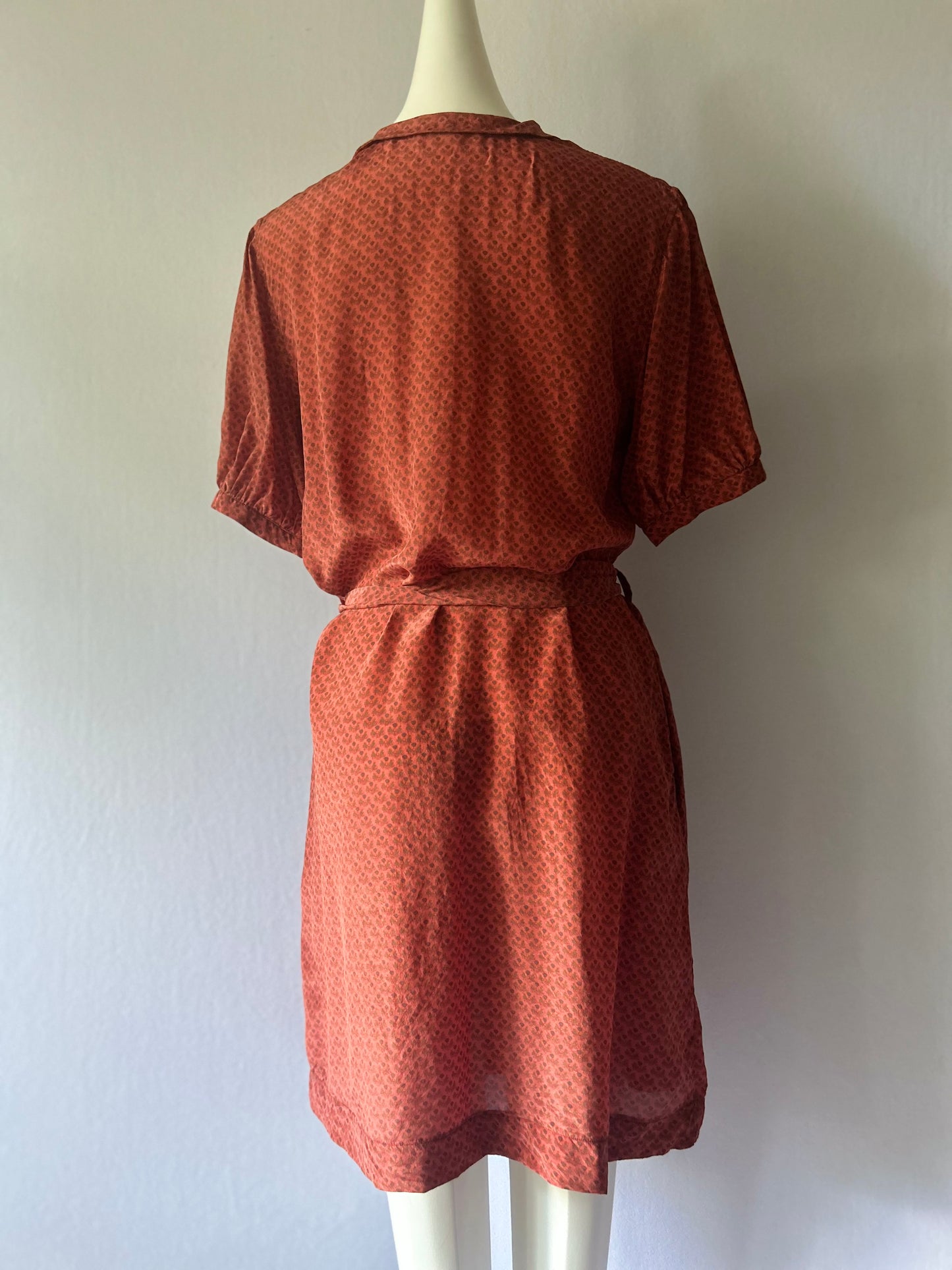 Ingrid Starnes Made in NZ Silk Patterned Shirt Dress - Size 10