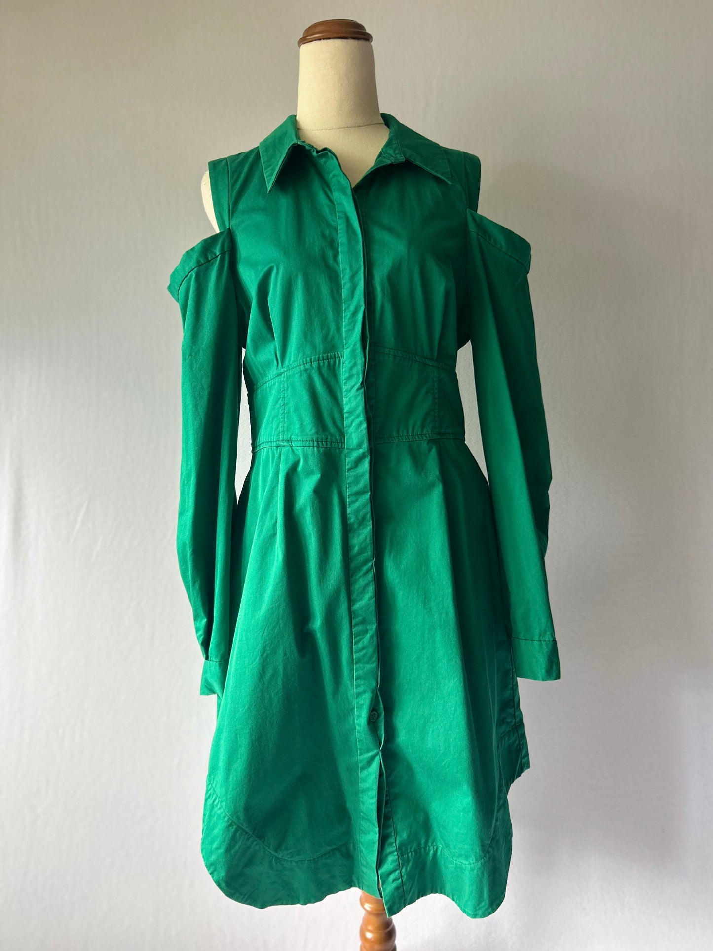 Cue Green Cold Shoulder Dress Size 10