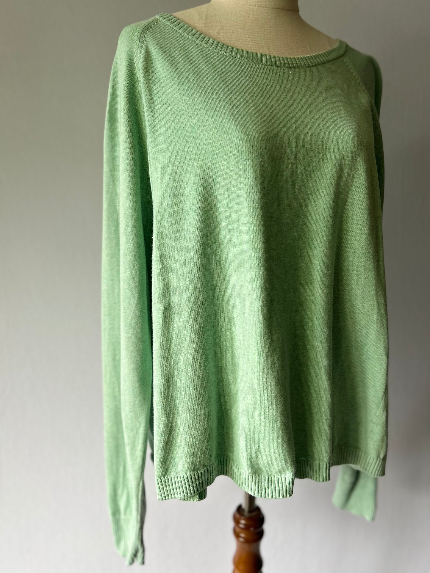 Gorman Organic Cotton Lightweight Raglan Knit Jumper - Mint Green - Size 16