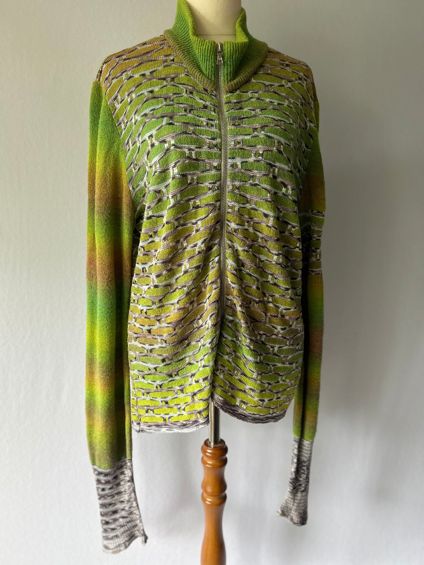 Sabatini Green Ombré Knit Zip Cardigan - Size L