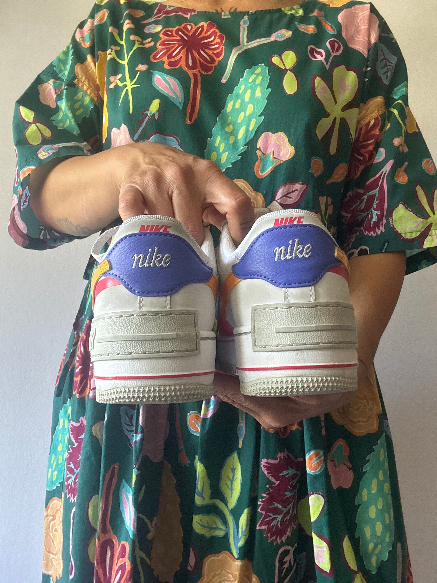 Nike Air Force 1 White with Orange, Pink & Purple Details – US 8 / UK 5.5 / EUR 39