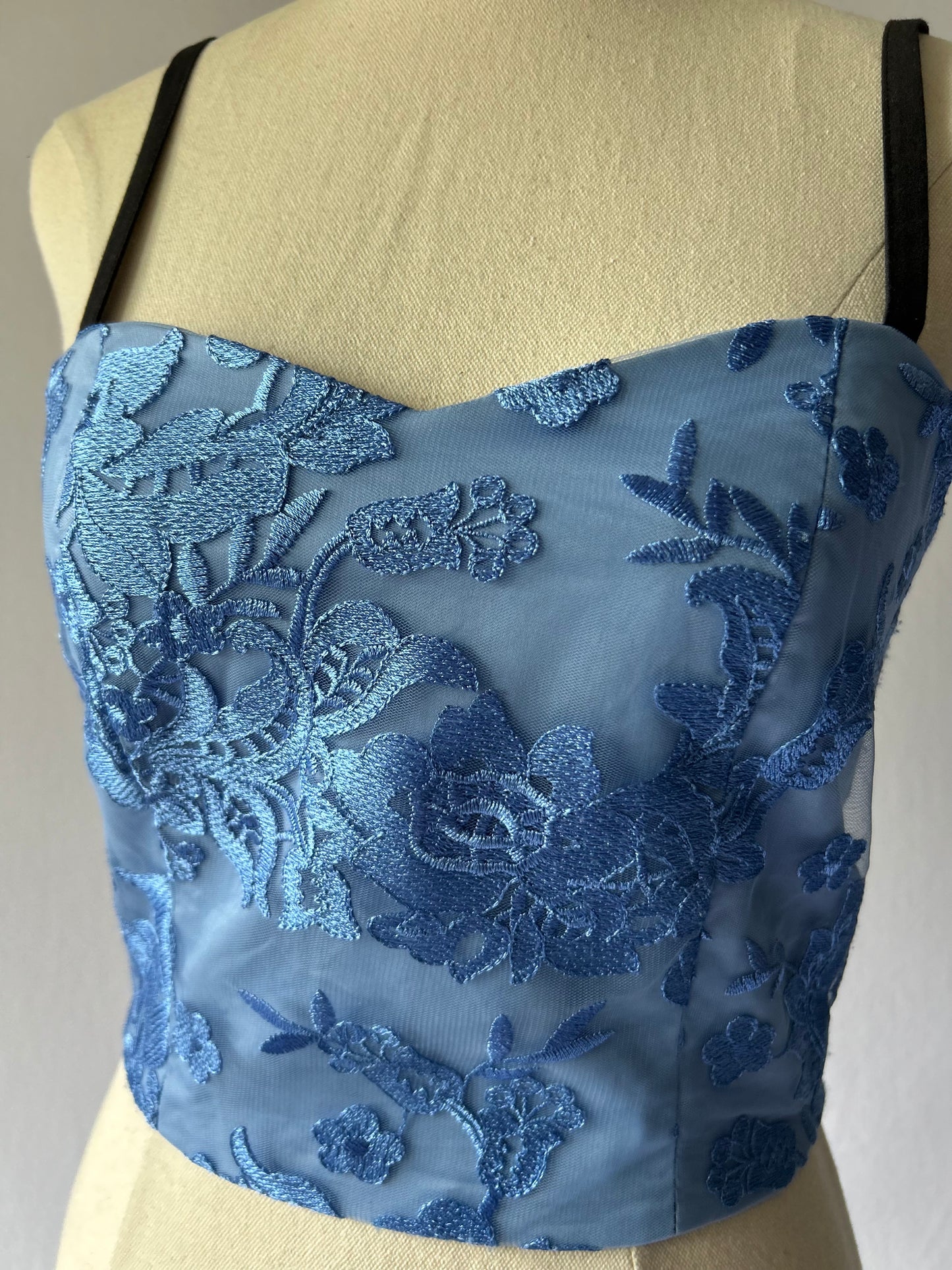 Lace Embroidered Blue Top Size 6