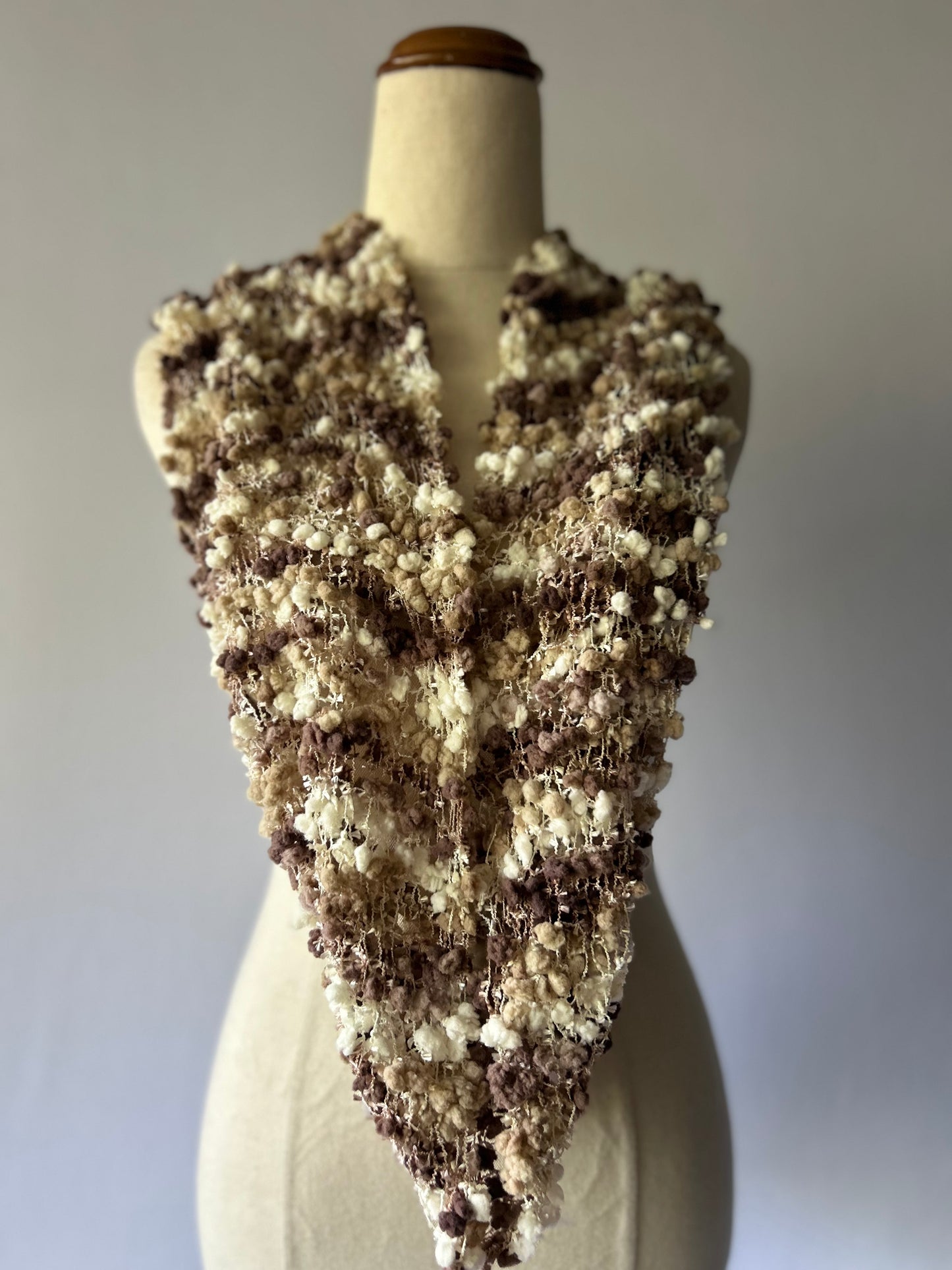 Textured Multi-Tonal Popcorn Knit Scarf