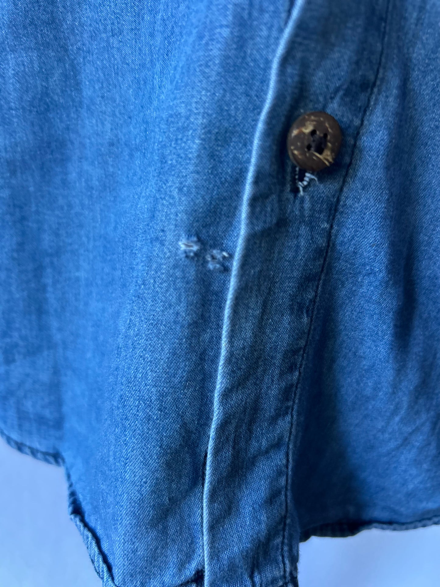 Denim Shirt with Hood – 100% Cotton, Size XS