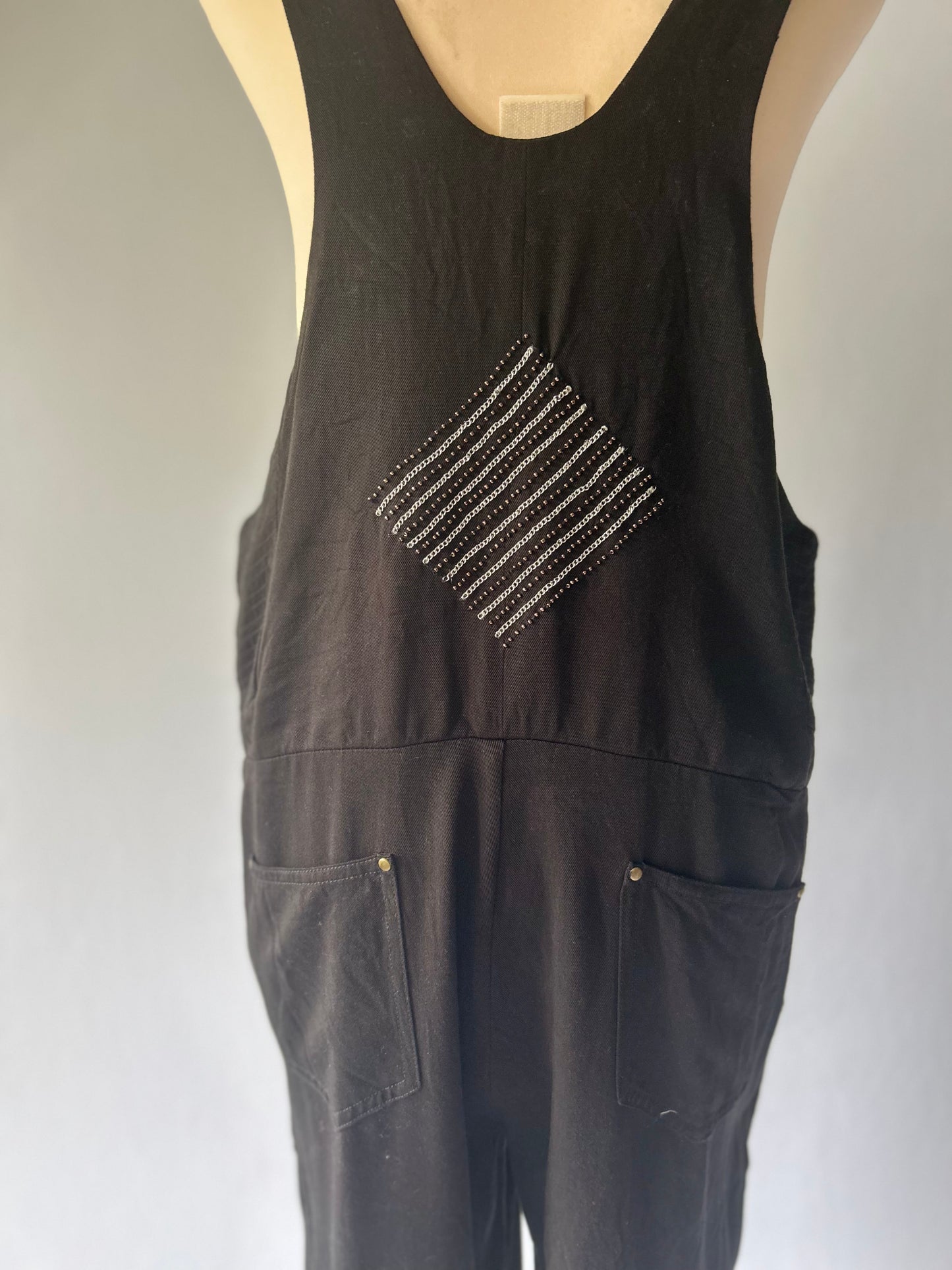 Black Tencel Jumpsuit with Embroidered Detail - Size 2 / M