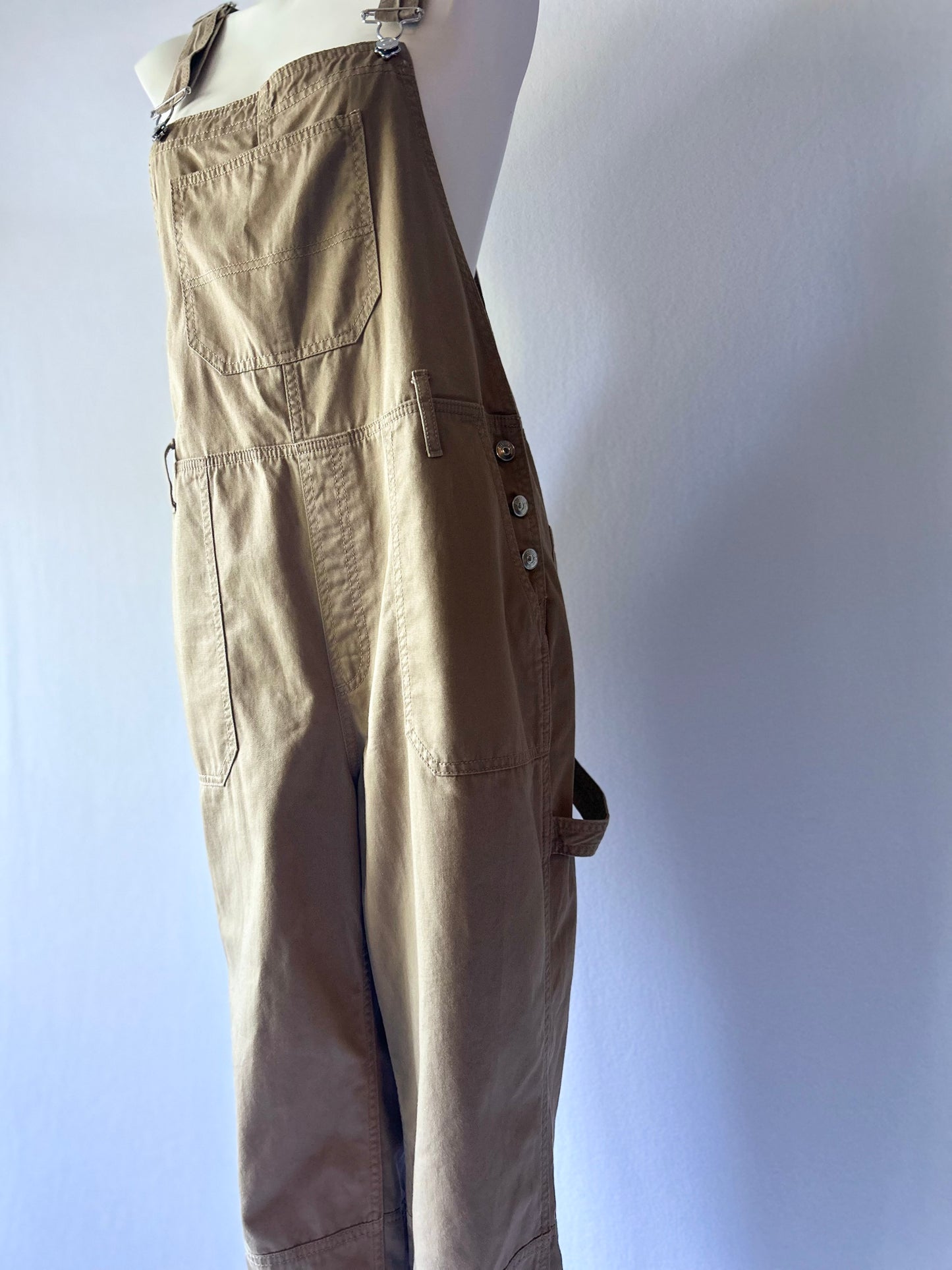 Khaki Tan Cotton Utility Overalls - Size EUR 42 / US 10