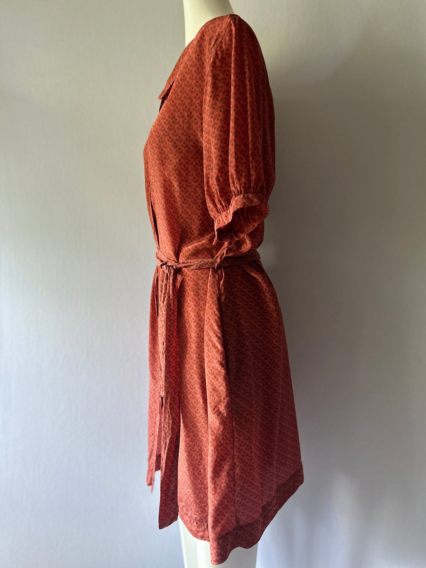 Ingrid Starnes Made in NZ Silk Patterned Shirt Dress - Size 10