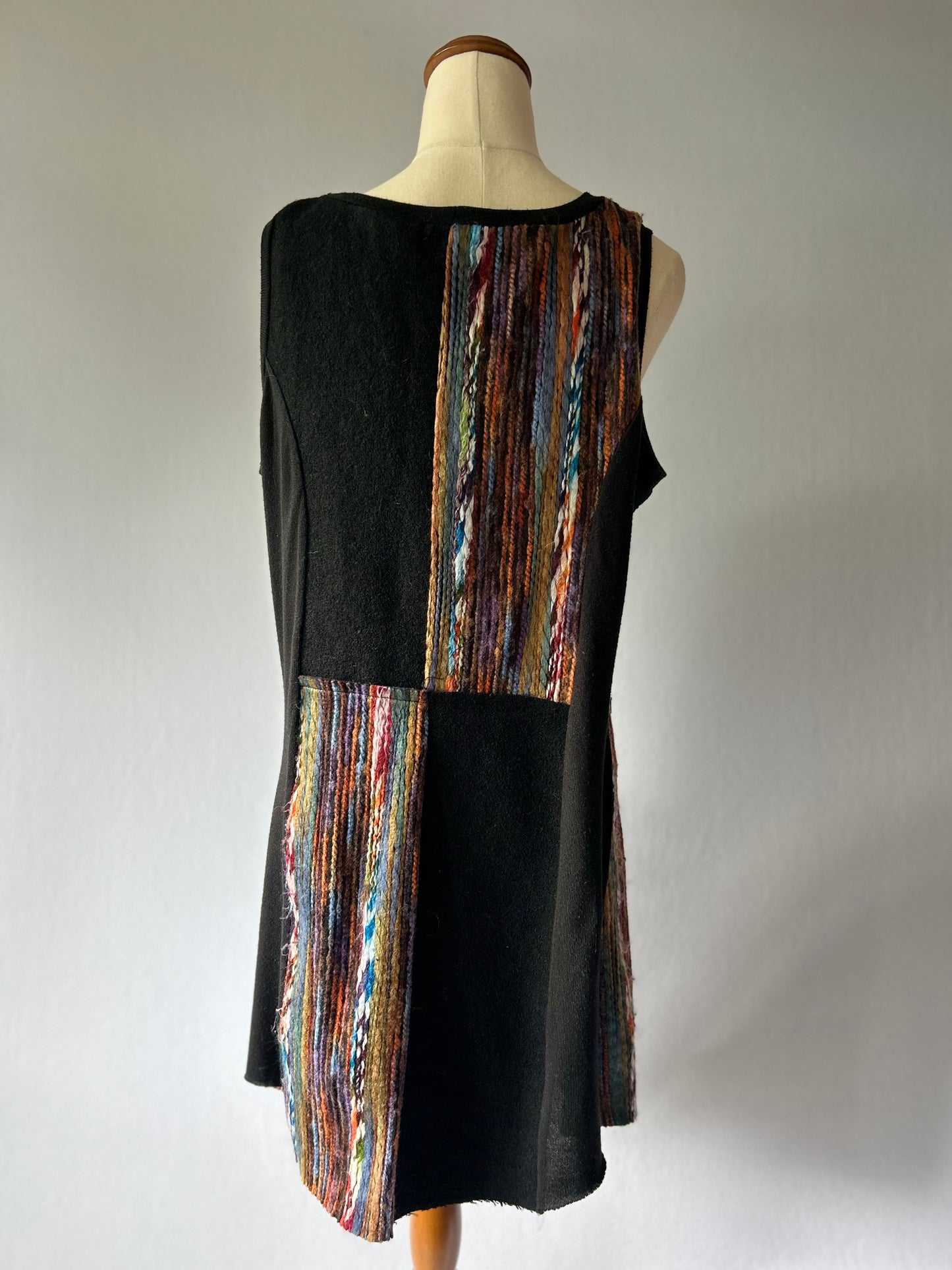 Artistic Asymmetric Multi-Textured Knit Tunic Dress - Size M
