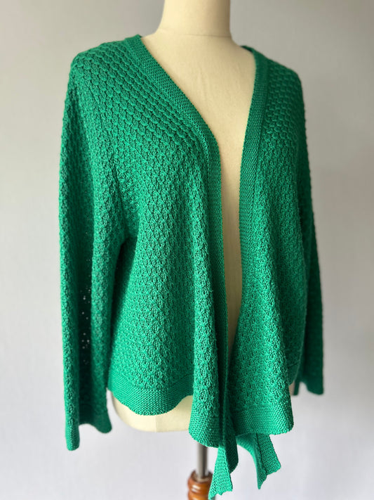 Emerald Green Waterfall Textured Knit Cardigan - Size M/L