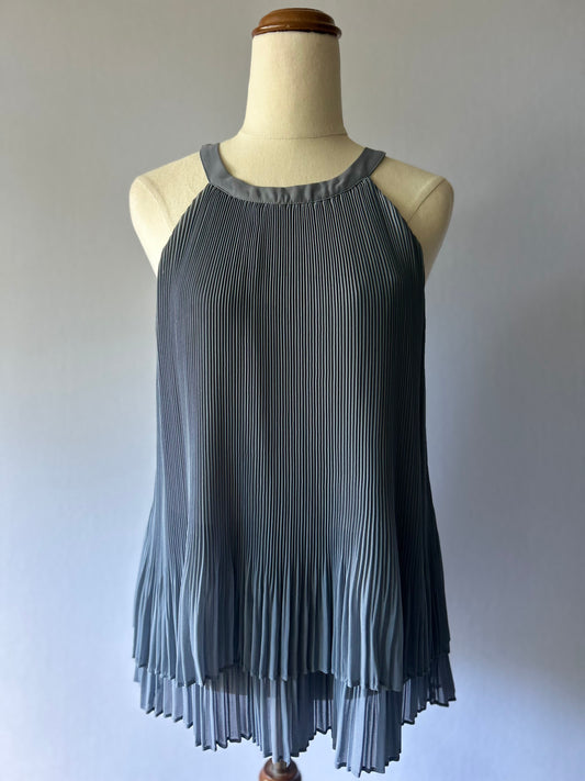 Storm Plissé Tiered Halter Top - Grey - Size 10