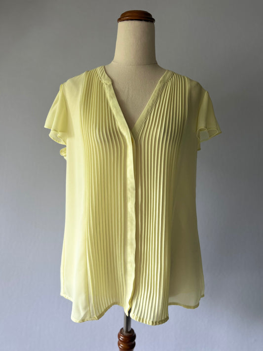 OLIVER BLACK Pleated Front Blouse - Lemon Yellow
