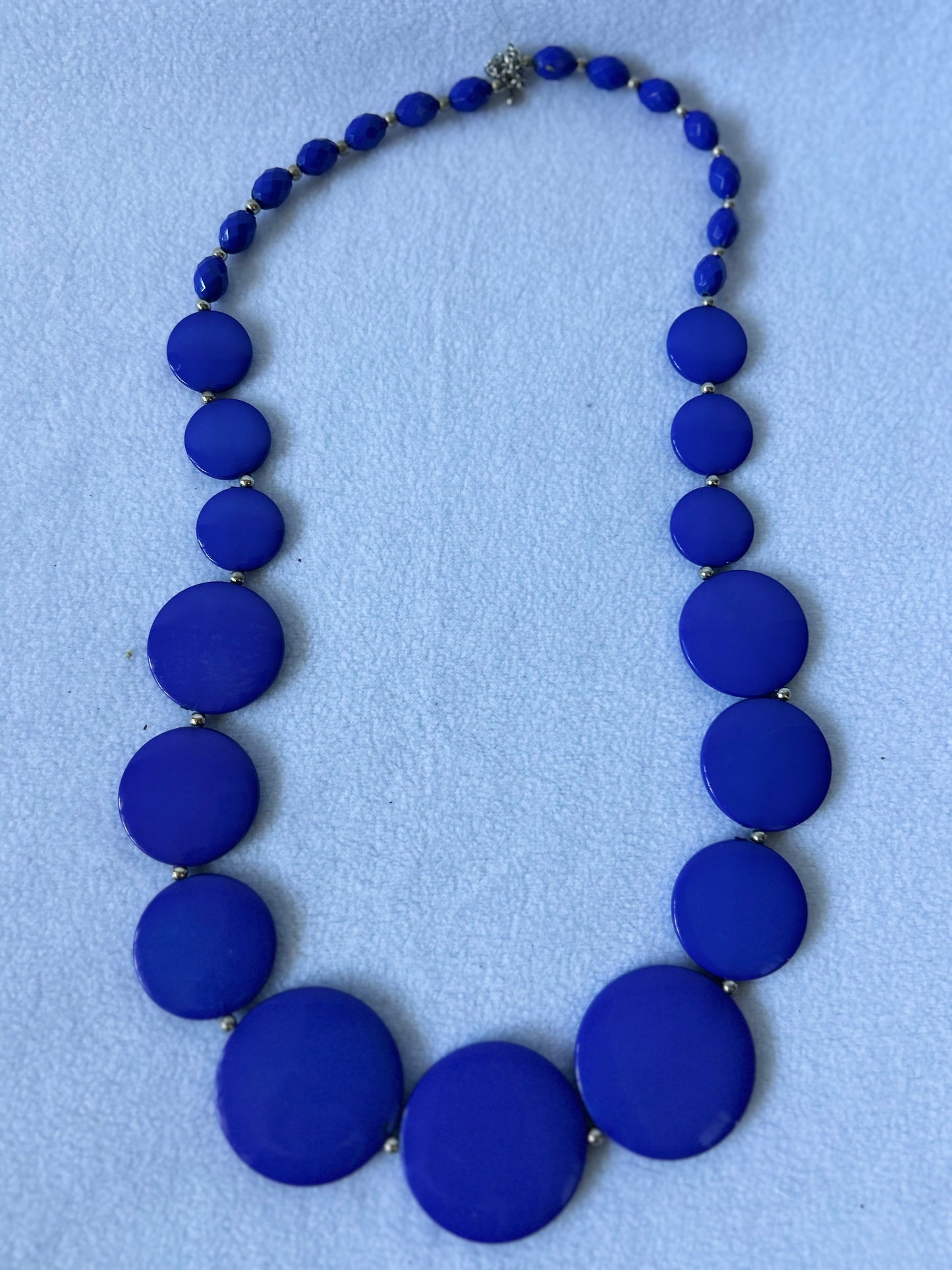 Vintage Bold Blue Beaded Necklace