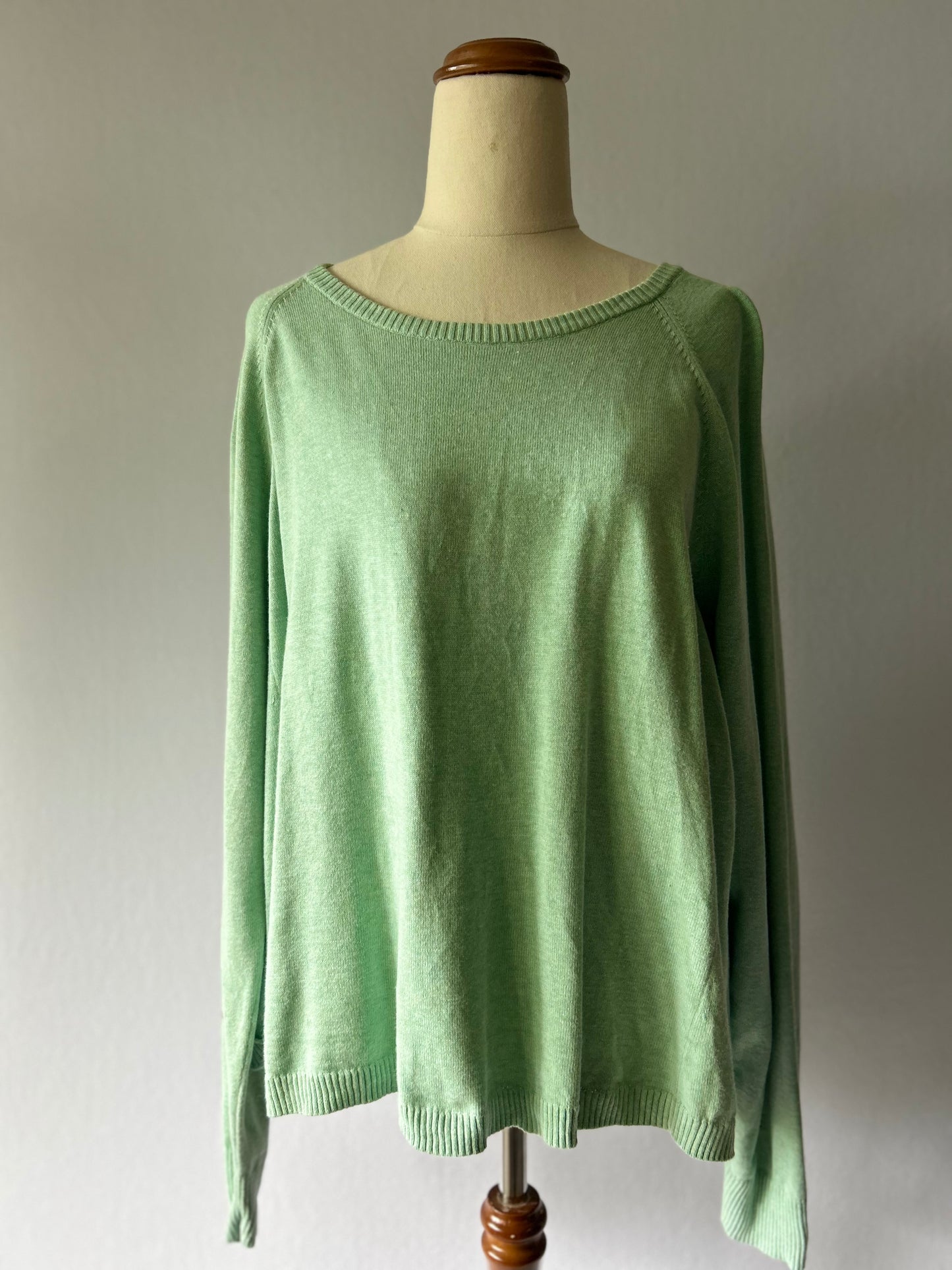 Gorman Organic Cotton Lightweight Raglan Knit Jumper - Mint Green - Size 16