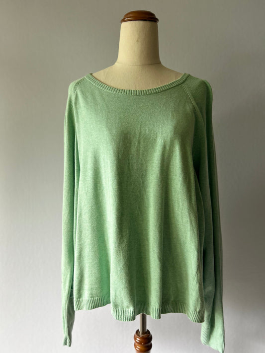 Gorman Organic Cotton Lightweight Raglan Knit Jumper - Mint Green - Size 16