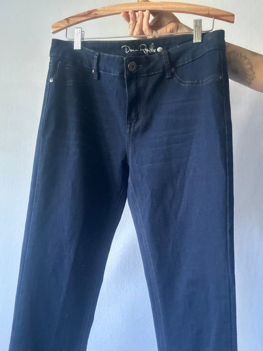 Denim Republic Dark Indigo Stretch Slim Straight Jeans - Size 14