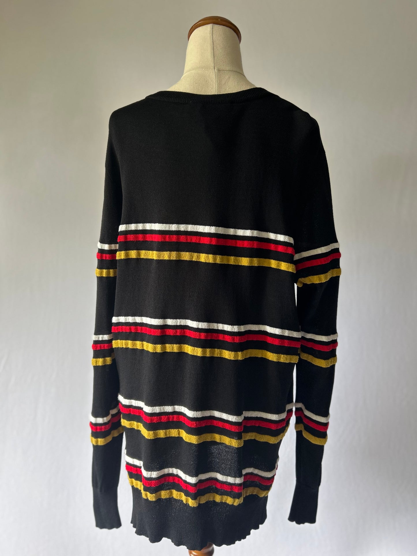 Moochi Black Knit Top with Stripes – Size Small