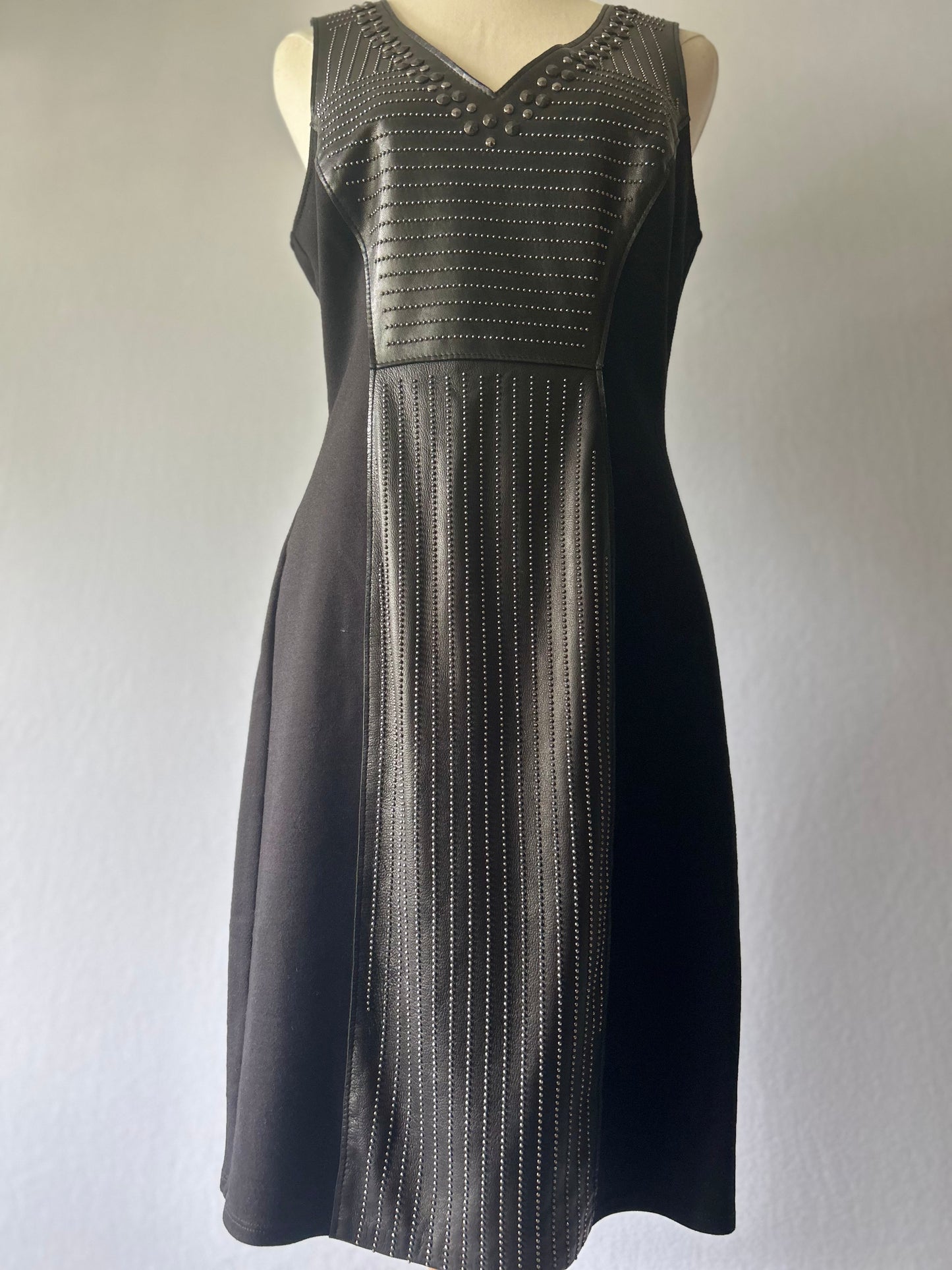 Graham & Spencer Faux-Leather & Studded Panel Dress – Size S