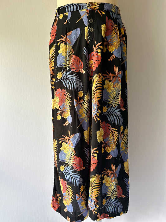 Element Wide Leg Tropical Print Trousers - 100% Viscose, size small