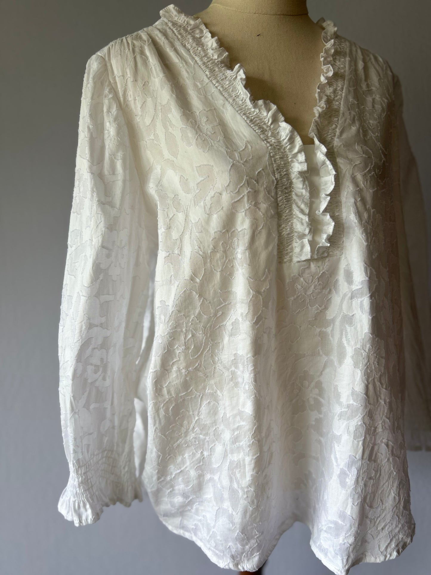 White Cotton Blouse – Size L