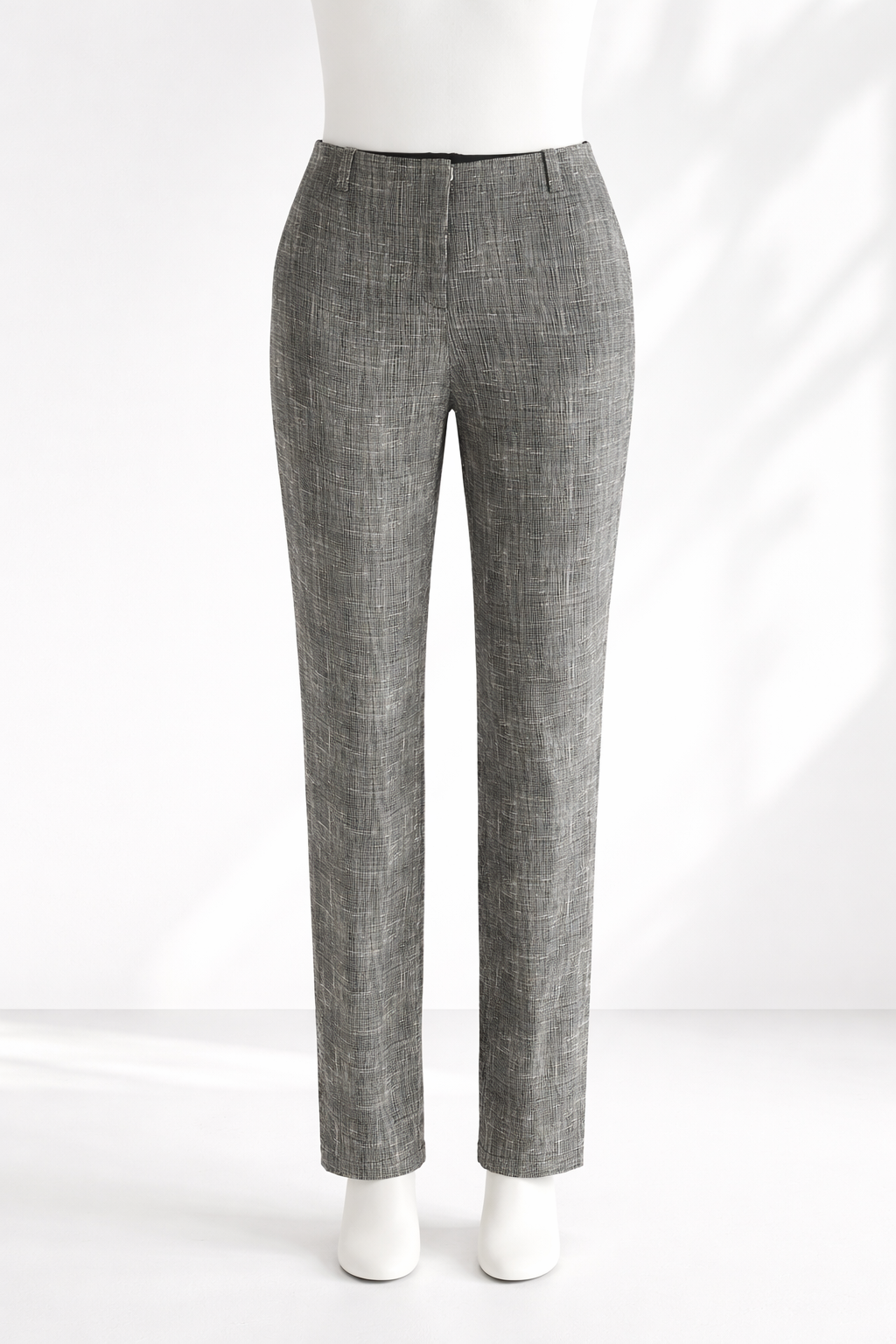 Monochrome Textured Slim-Fit Trousers – Size 12