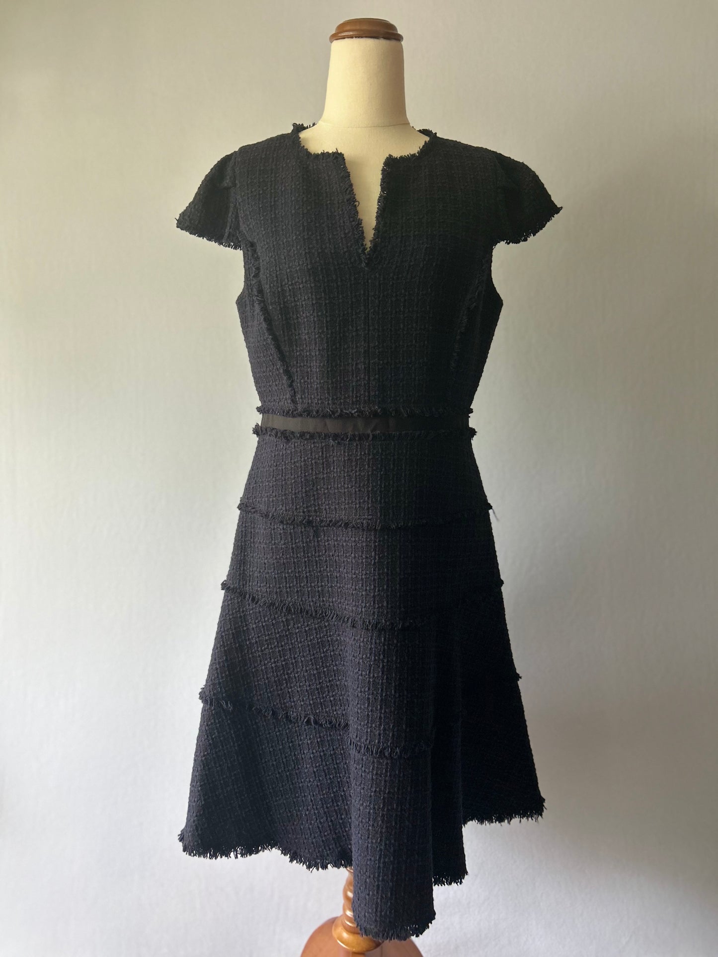 Rebecca Taylor Textured Tweed Fringed Dress – Size 8