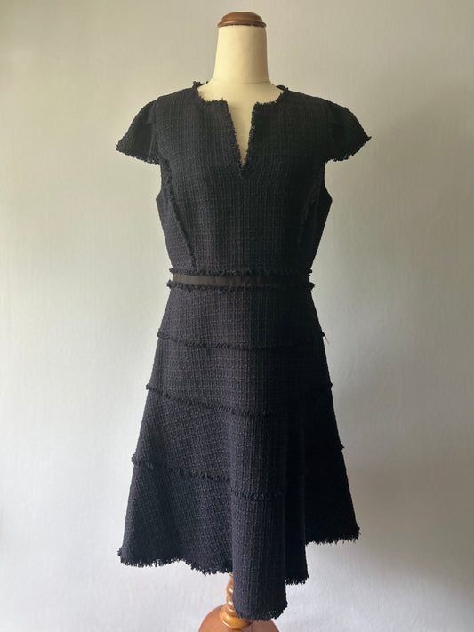Rebecca Taylor Textured Tweed Fringed Dress – Size 8