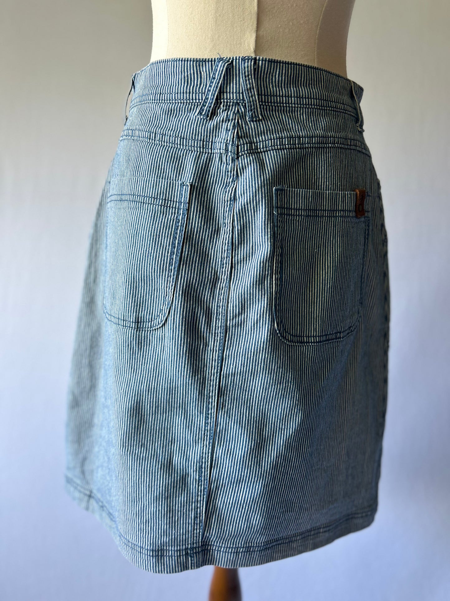 Striped Denim Mini Skirt – Size 8