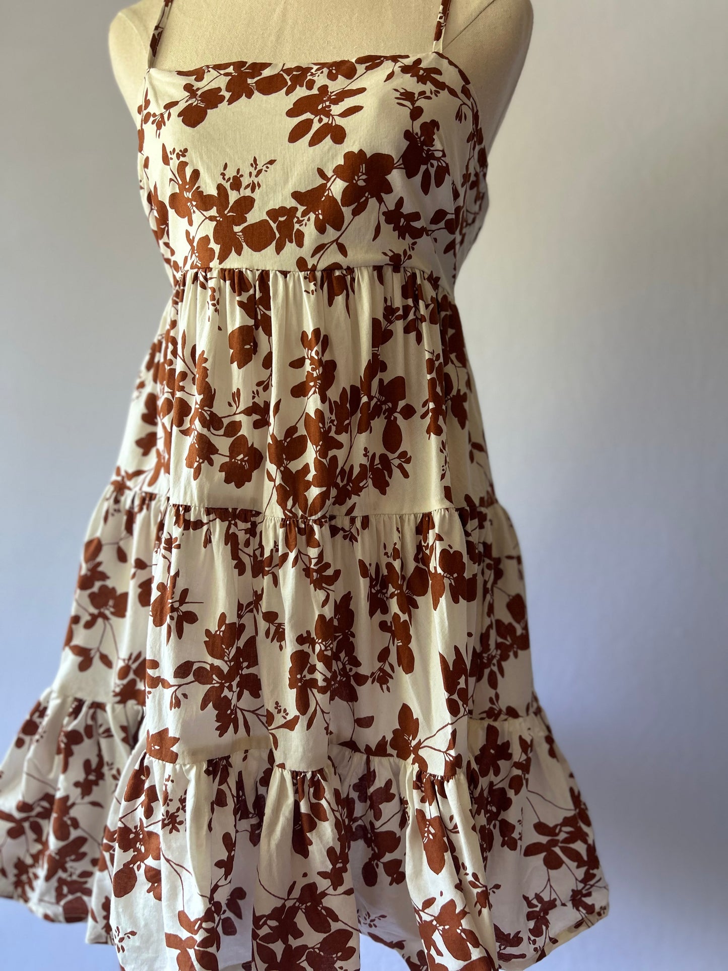 Showpo Floral Print Tiered Mini Dress - Size 10 (100% Cotton)